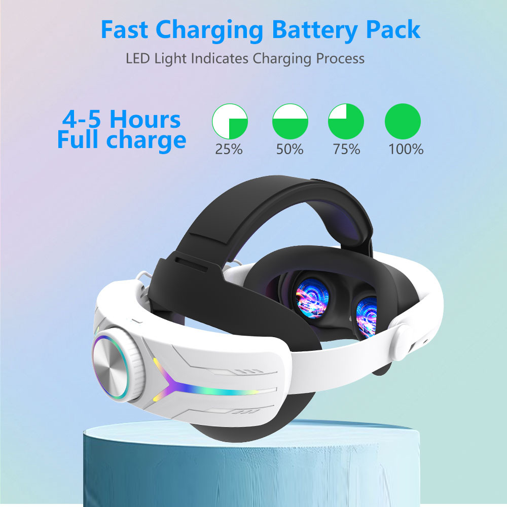 Correa para la cabeza para Meta Quest 3S con batería de 12000 mAh luces RGB accesorios VR - Imagen 15 de 39
