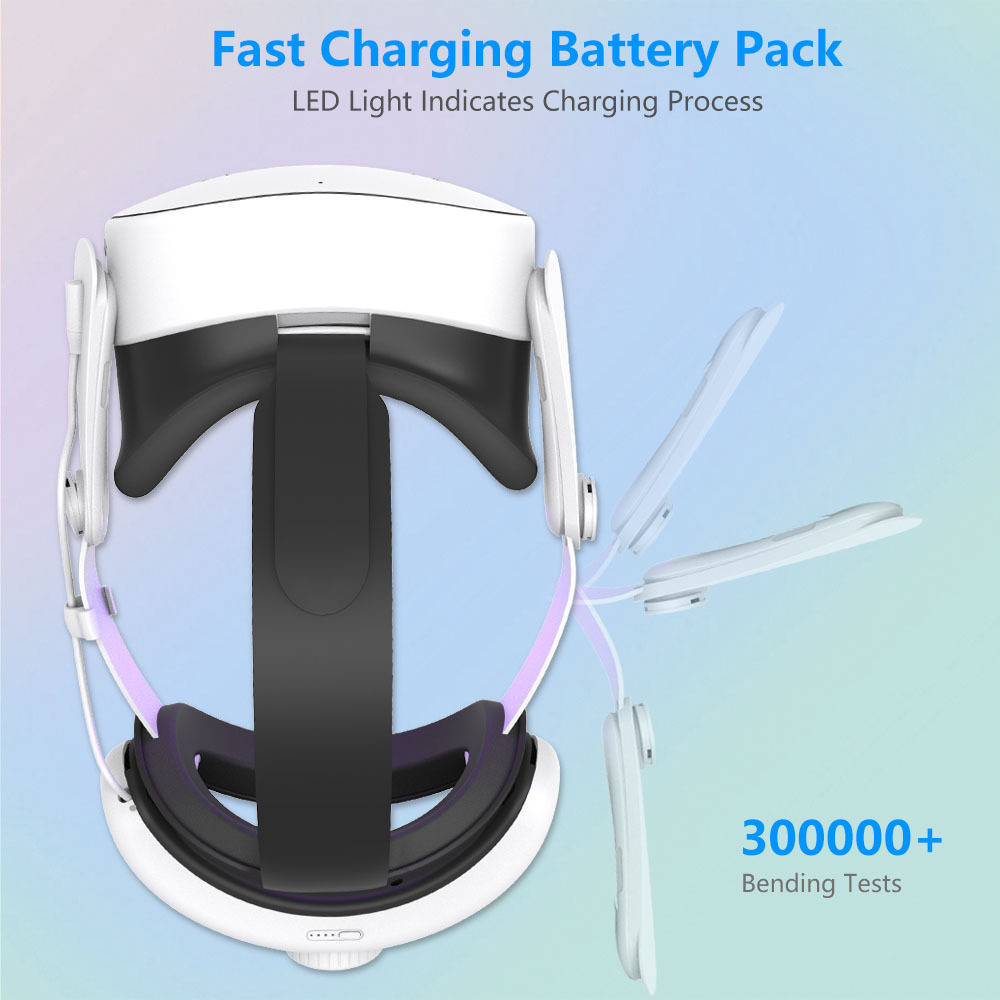Correa para la cabeza para Meta Quest 3S con batería de 12000 mAh luces RGB accesorios VR - Imagen 21 de 39