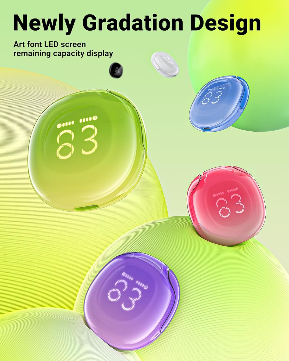 Bluetooth Kopfhörer Wireless Earbuds Headphones mit ENC Noise Cancelling LED Mikrofon - Bild 23 von 32