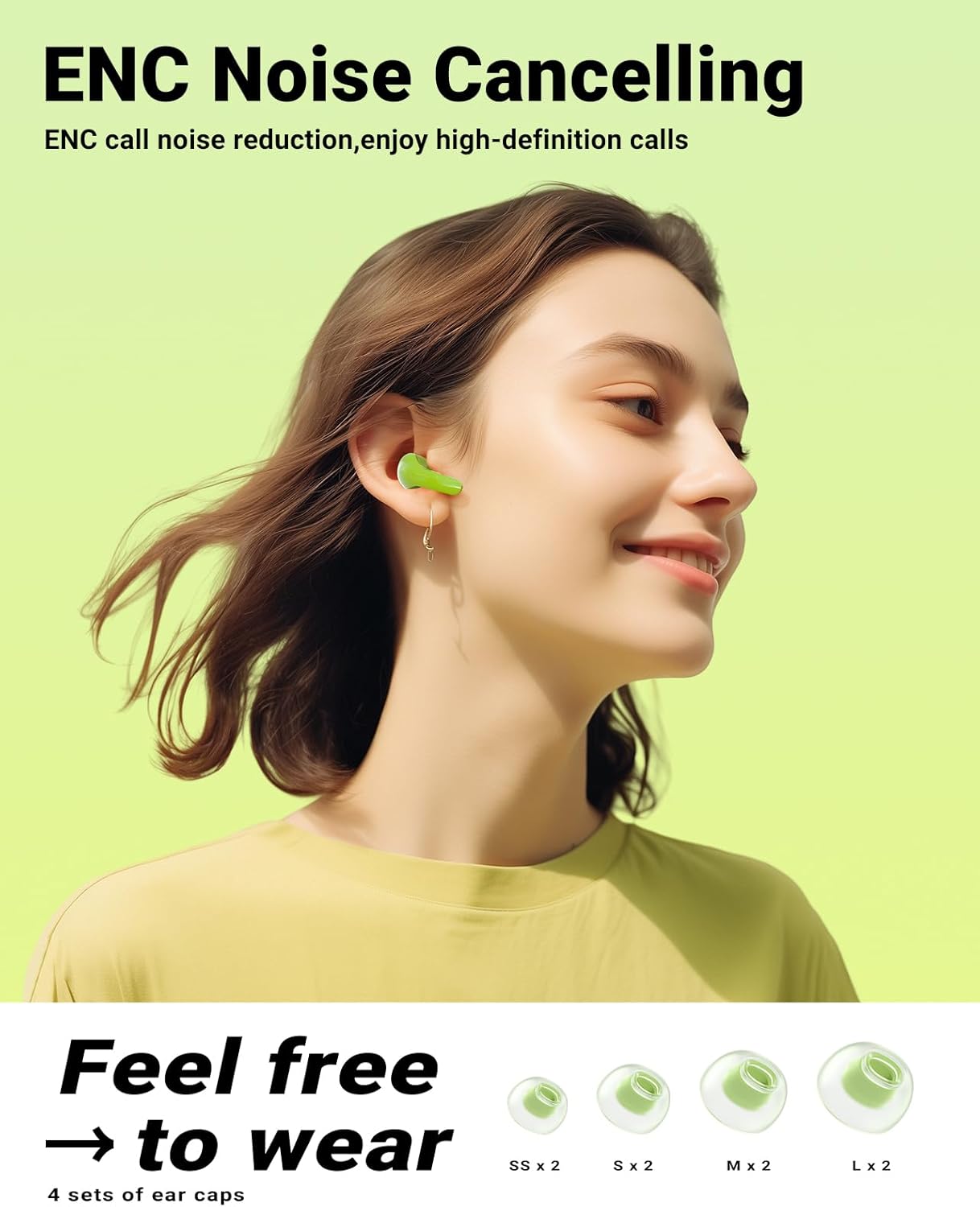 Bluetooth Kopfhörer Wireless Earbuds Headphones mit ENC Noise Cancelling LED Mikrofon - Bild 25 von 32