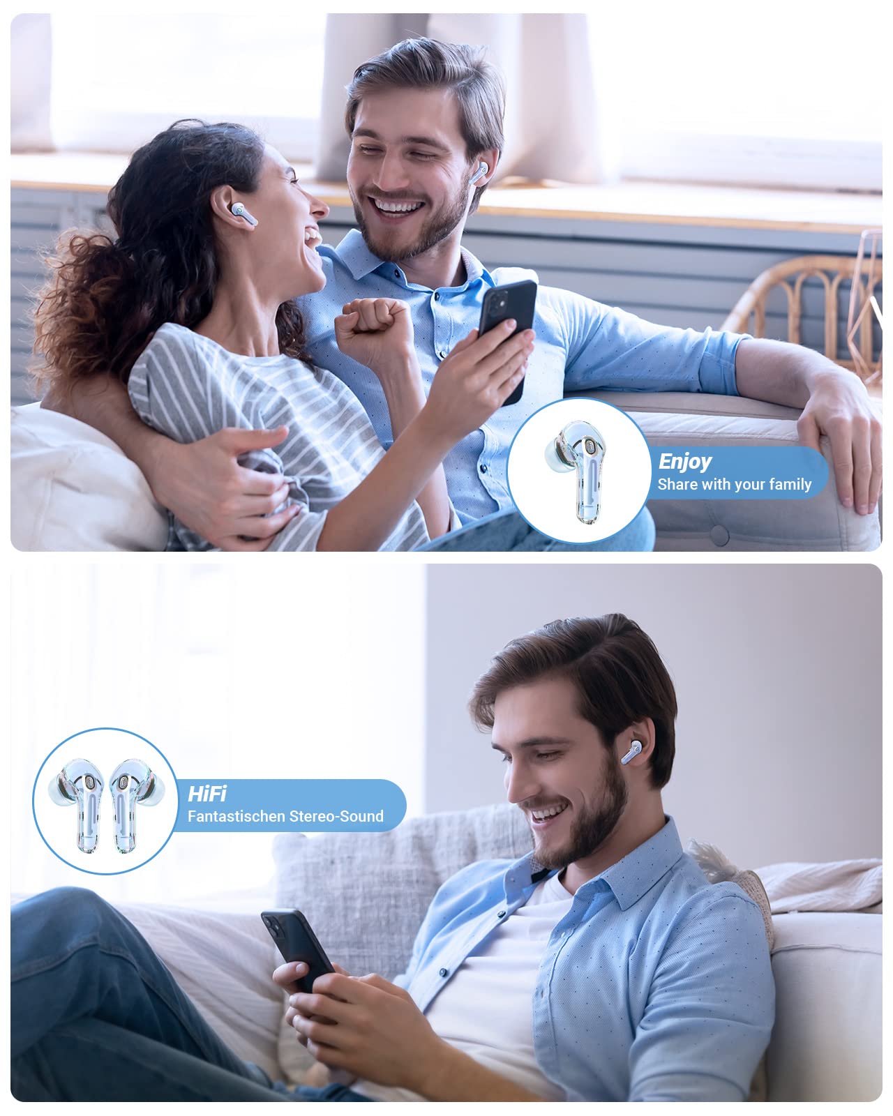 Auriculares Bluetooth con Estuche de Carga LED Micrófono Deportes Auriculares Impermeables - Imagen 50 de 55