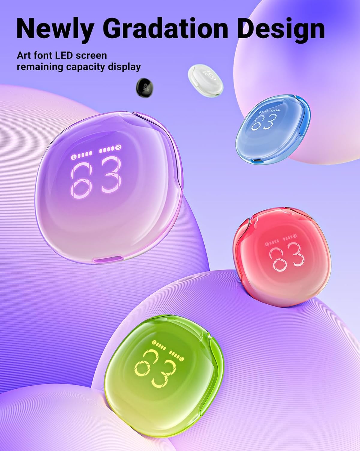Bluetooth Kopfhörer Wireless Earbuds Headphones mit ENC Noise Cancelling LED Mikrofon - Bild 11 von 32