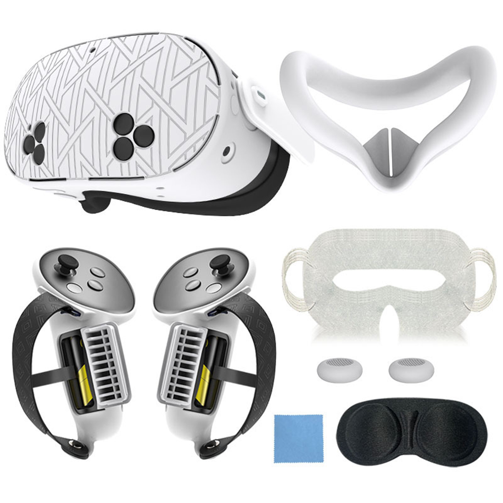 Juego de accesorios protectores de silicona para Meta Quest 3S, que incluye funda para el mando, funda para la carcasa de realidad virtual, máscara facial, funda para las lentes, etc