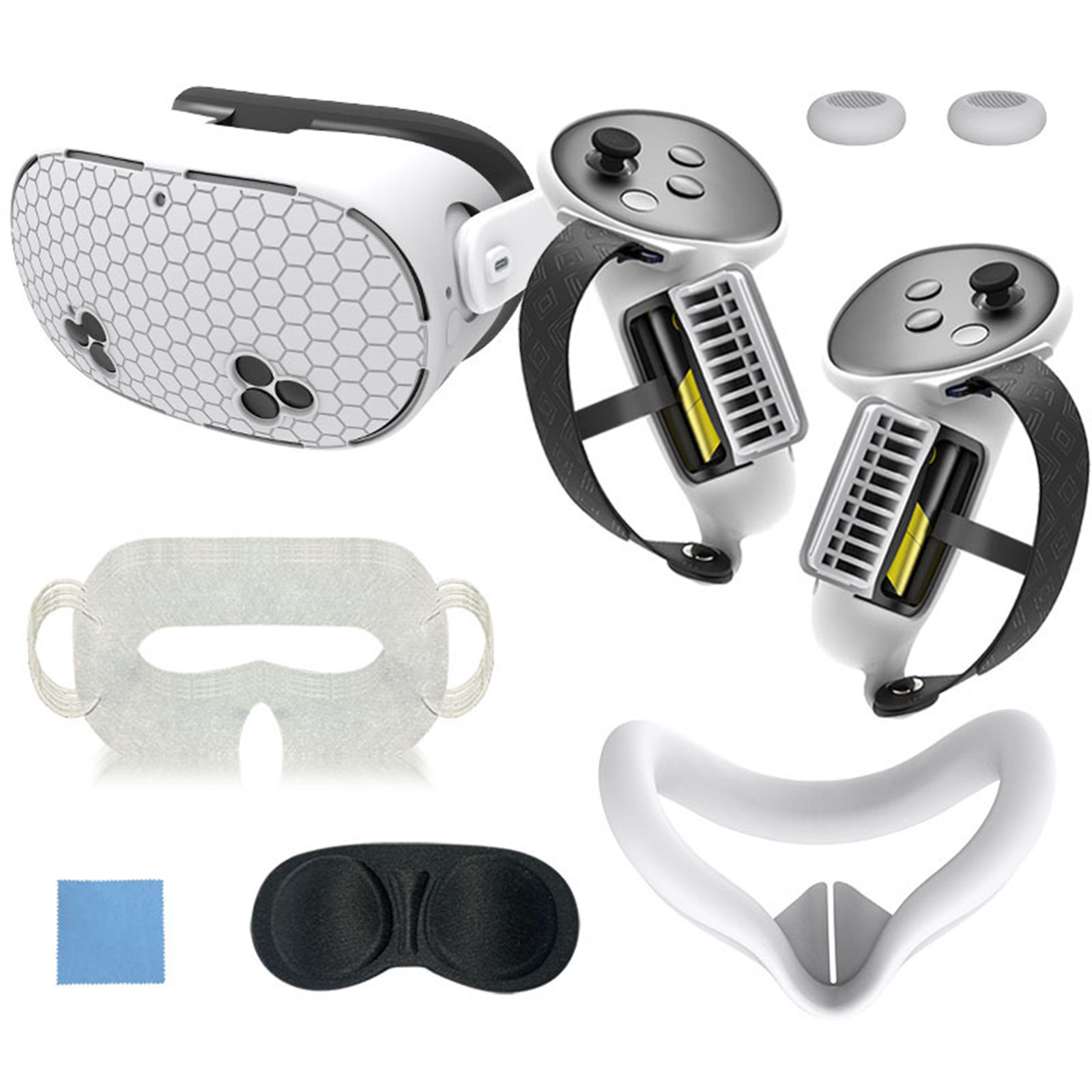 Juego de accesorios protectores de silicona para Meta Quest 3S, que incluye funda para el mando, funda para la carcasa de realidad virtual, máscara facial, funda para las lentes, etc
