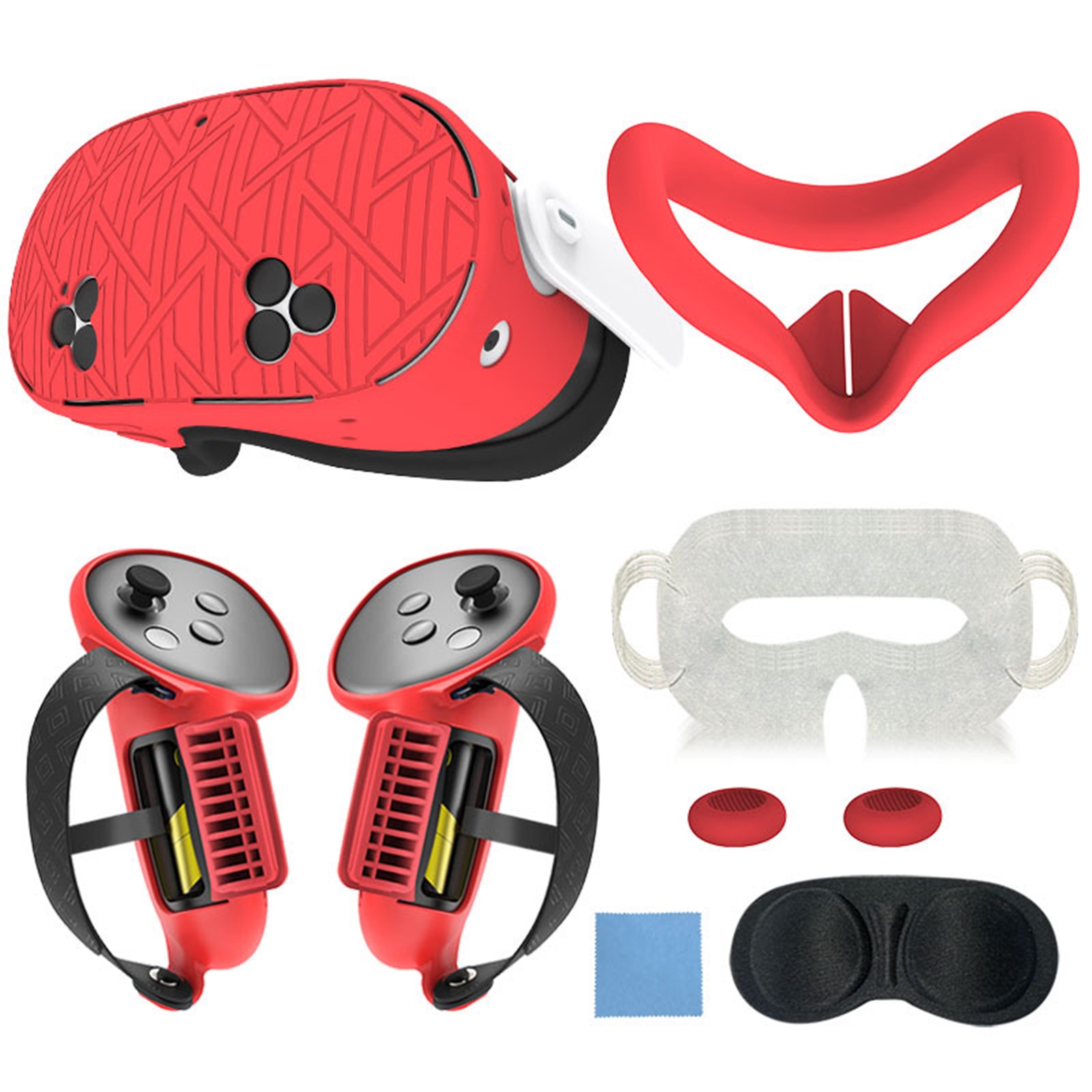 Juego de accesorios protectores de silicona para Meta Quest 3S, que incluye funda para el mando, funda para la carcasa de realidad virtual, máscara facial, funda para las lentes, etc