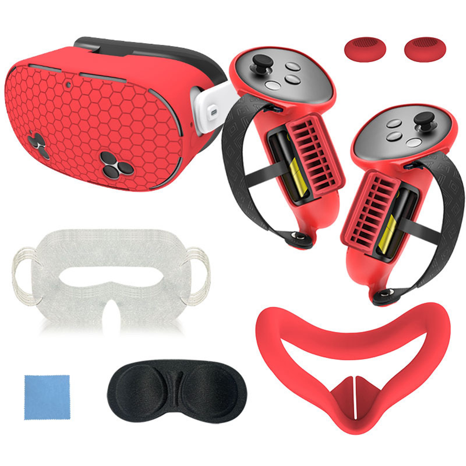 Juego de accesorios protectores de silicona para Meta Quest 3S, que incluye funda para el mando, funda para la carcasa de realidad virtual, máscara facial, funda para las lentes, etc