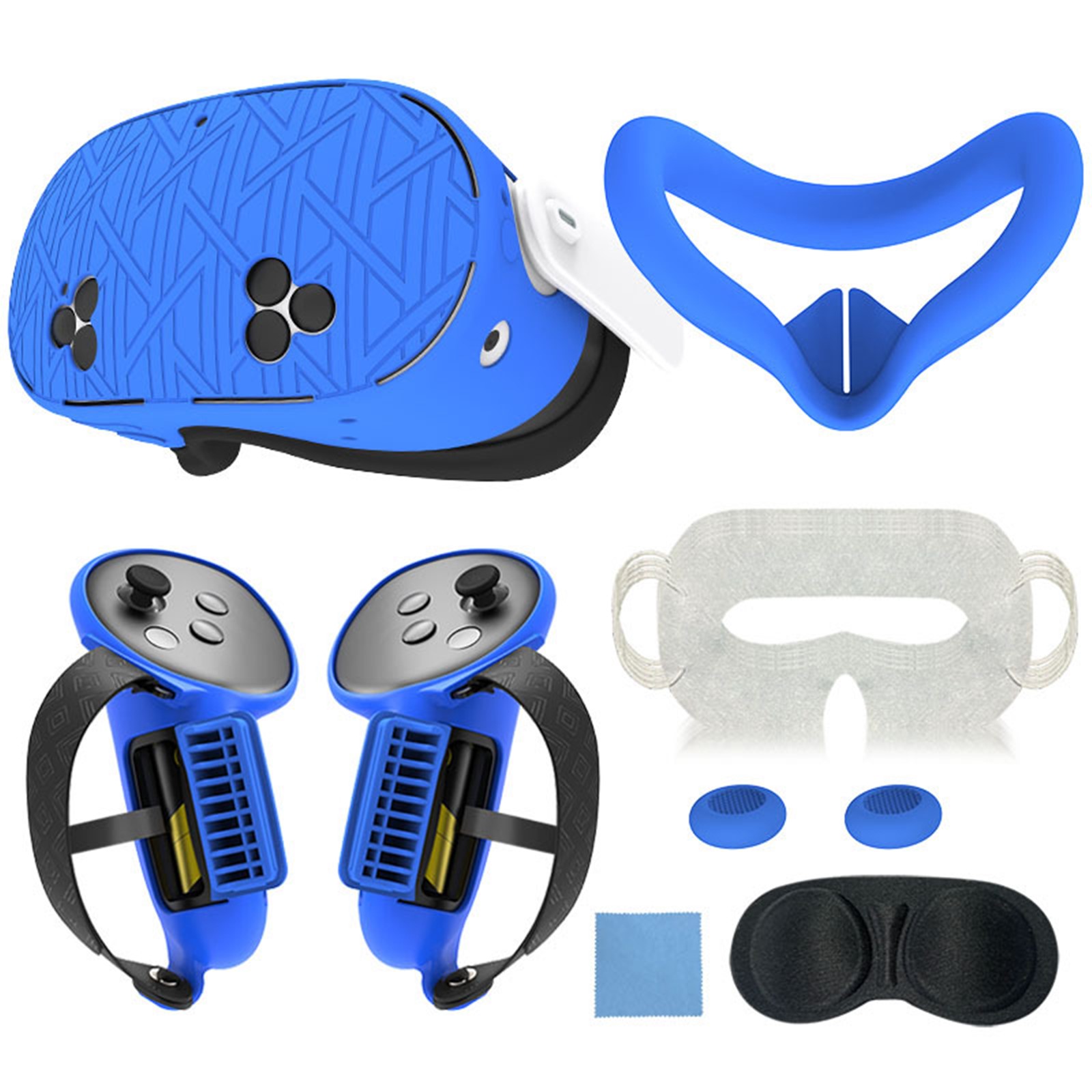 Juego de accesorios protectores de silicona para Meta Quest 3S, que incluye funda para el mando, funda para la carcasa de realidad virtual, máscara facial, funda para las lentes, etc