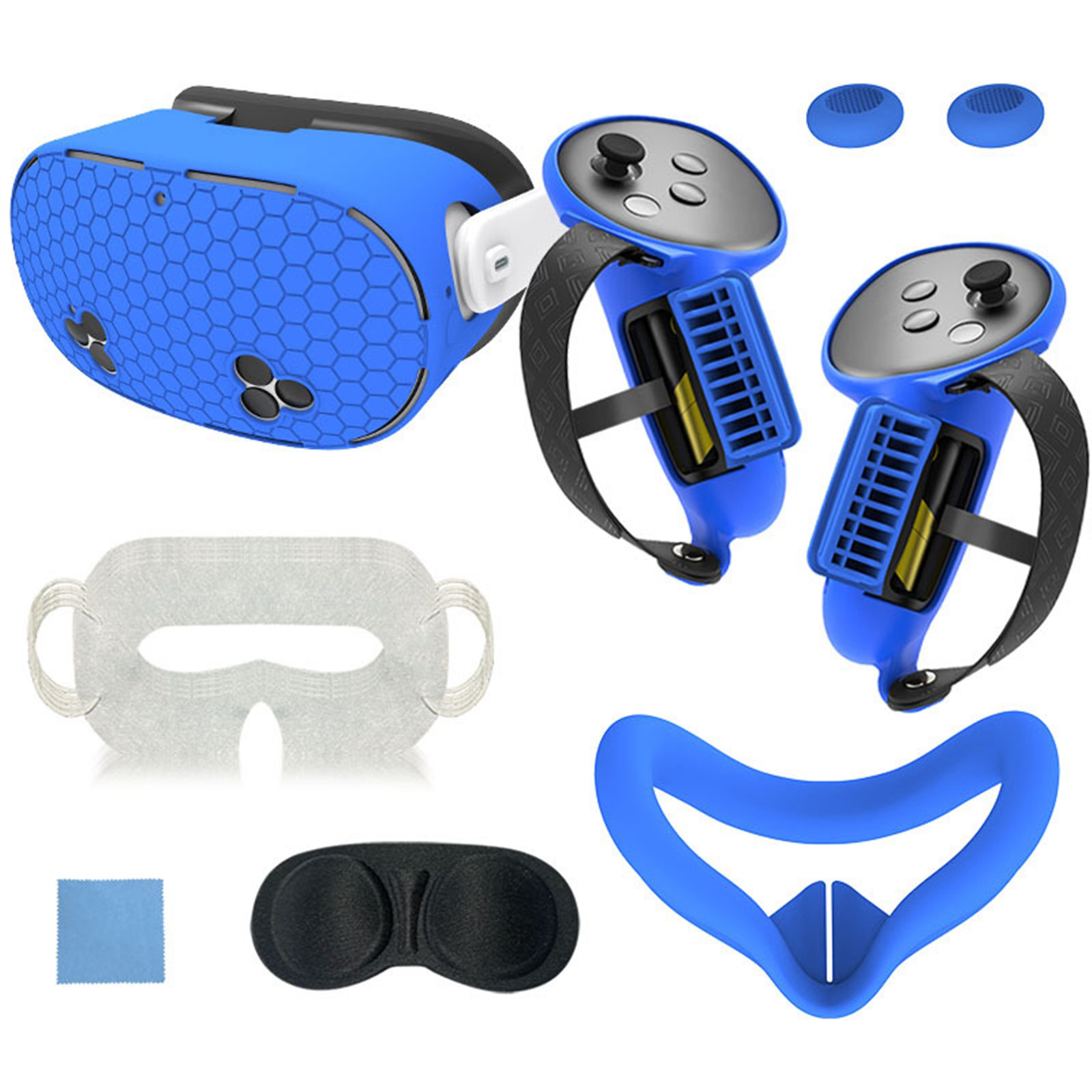 Juego de accesorios protectores de silicona para Meta Quest 3S, que incluye funda para el mando, funda para la carcasa de realidad virtual, máscara facial, funda para las lentes, etc