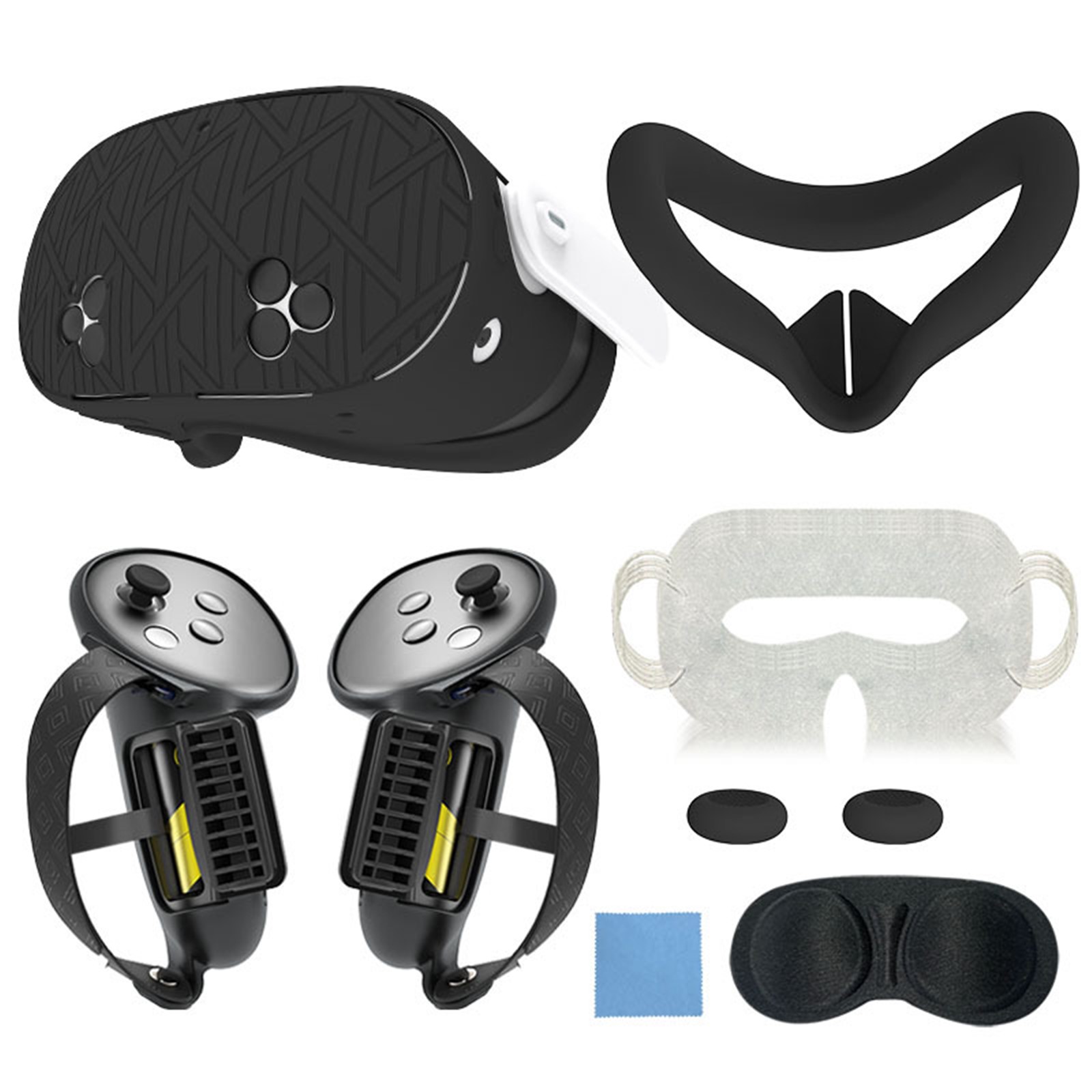 Juego de accesorios protectores de silicona para Meta Quest 3S, que incluye funda para el mando, funda para la carcasa de realidad virtual, máscara facial, funda para las lentes, etc