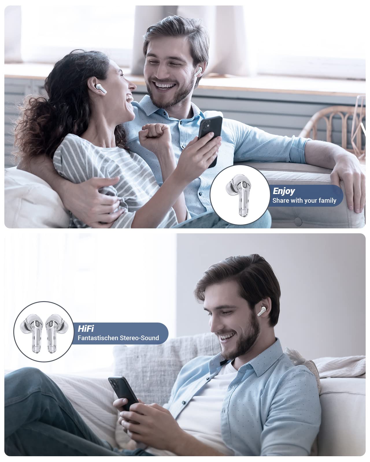 Auriculares Bluetooth con Estuche de Carga LED Micrófono Deportes Auriculares Impermeables - Imagen 41 de 55