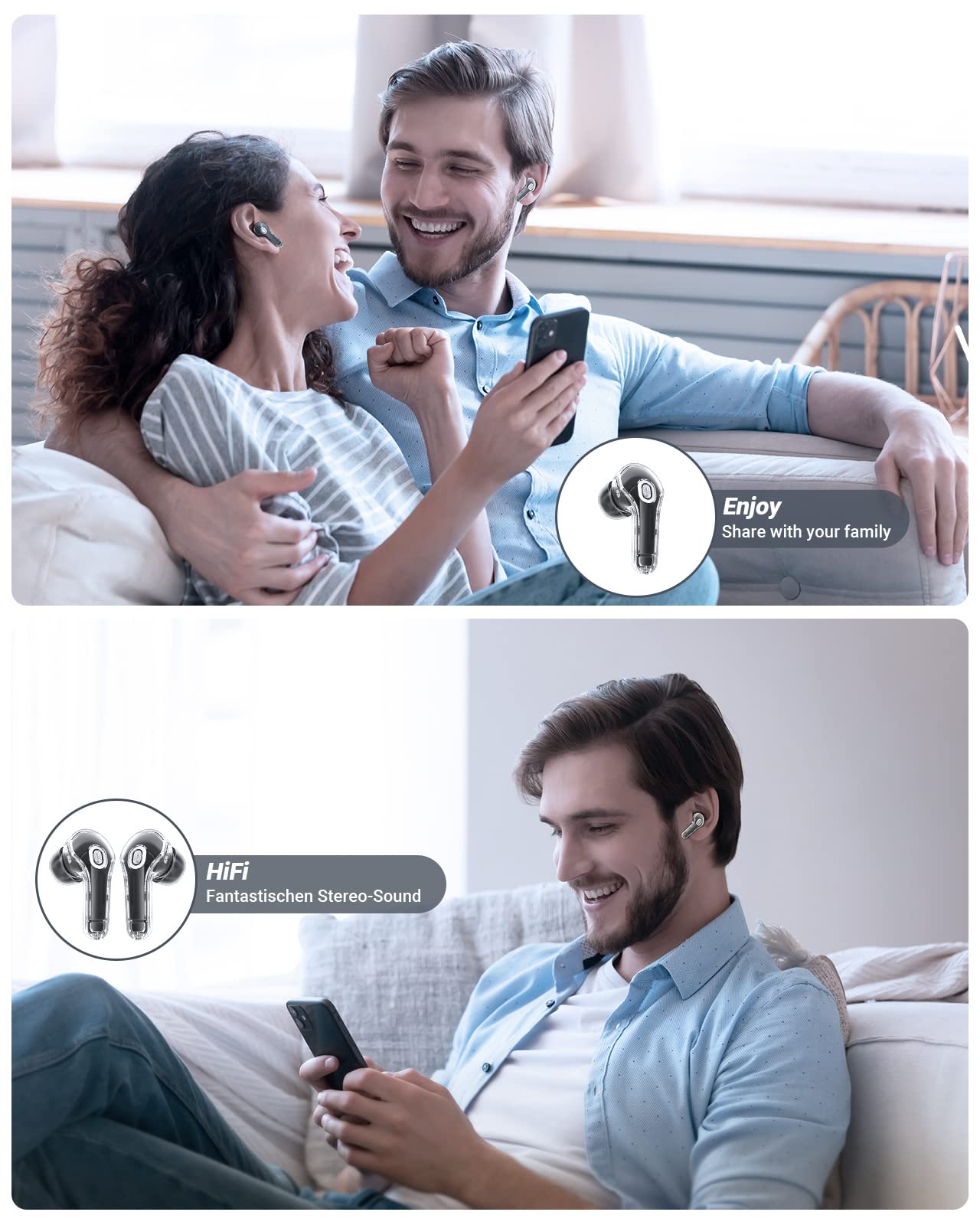 Auriculares Bluetooth con Estuche de Carga LED Micrófono Deportes Auriculares Impermeables - Imagen 32 de 55
