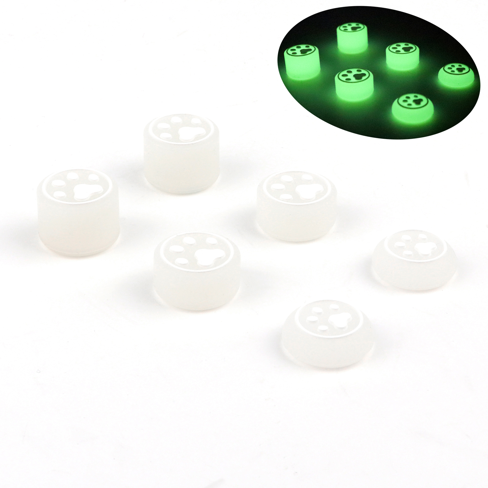 thumbnail image 1 of 6 unidades de tapas luminosas de silicona para los joysticks de los mandos PS4/PS5/Xbox/Switch Pro. Protector de joystick con efecto fluorescente, 1 of 7
