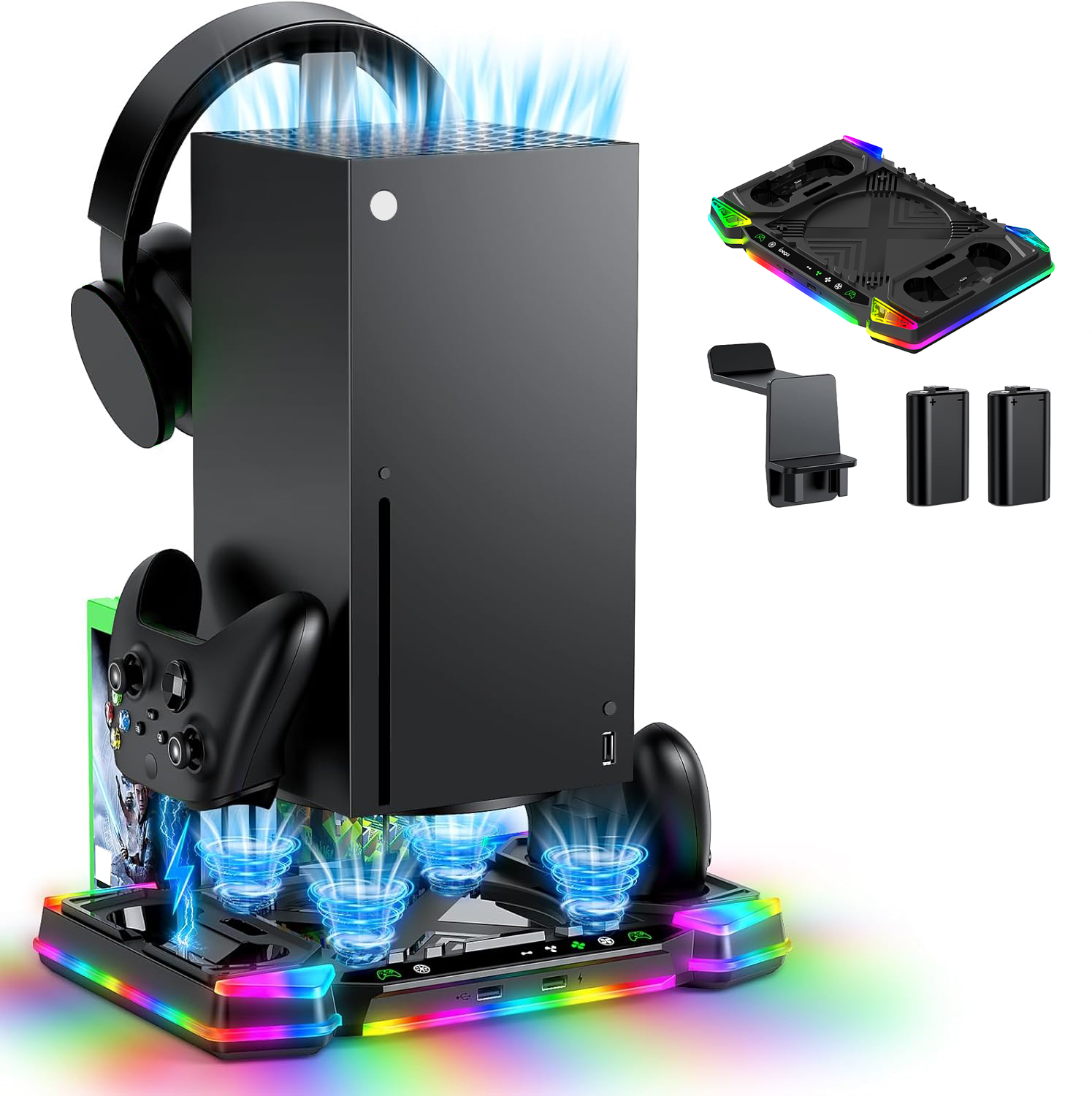 Ventilador de refrigeración con soporte de cargador para Xbox Series X, base de cargador para mando Xbox - Imagen 10 de 11
