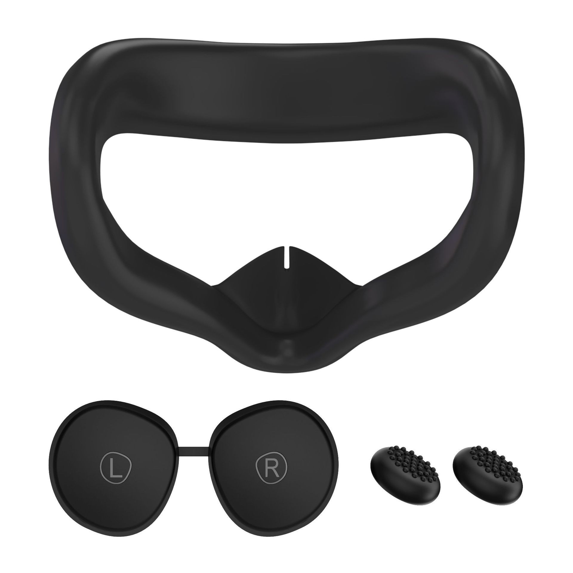Cubierta facial y cubierta para lentes VR compatibles con Meta Quest 3S, máscara facial de silicona impermeable, almohadilla facial y empuñadura para joystick para cascos VR, antirreflejos