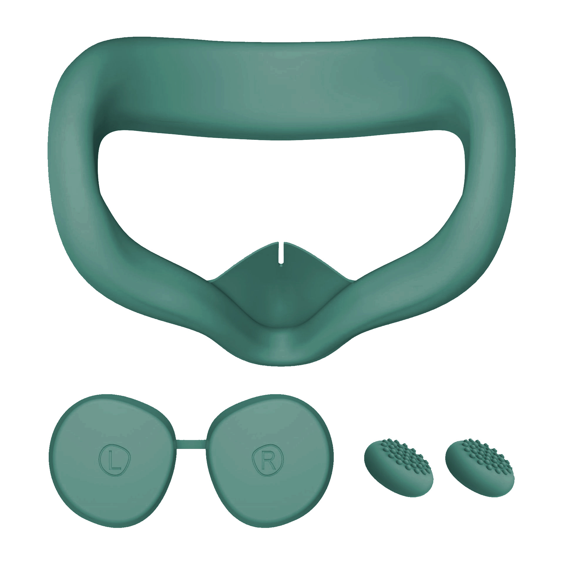 thumbnail image 1 of Cubierta facial y cubierta para lentes VR compatibles con Meta Quest 3S, máscara facial de silicona impermeable, almohadilla facial y empuñadura para joystick para cascos VR, antirreflejos, 1 of 6