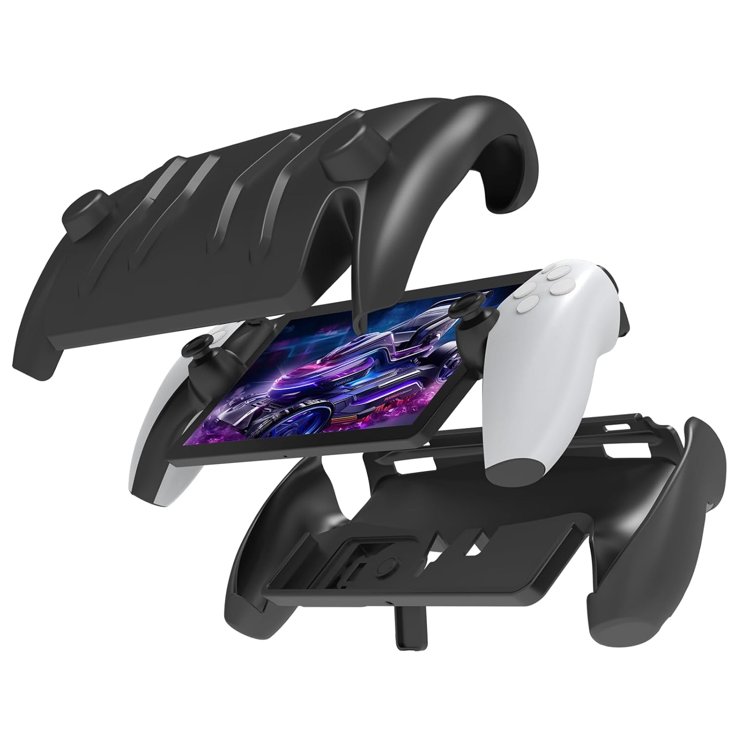 thumbnail image 1 of Funda protectora completa compatible con PlayStation Portal, funda trasera de TPU para PS5 Portal con soporte ajustable y cubierta frontal desmontable, 1 of 7