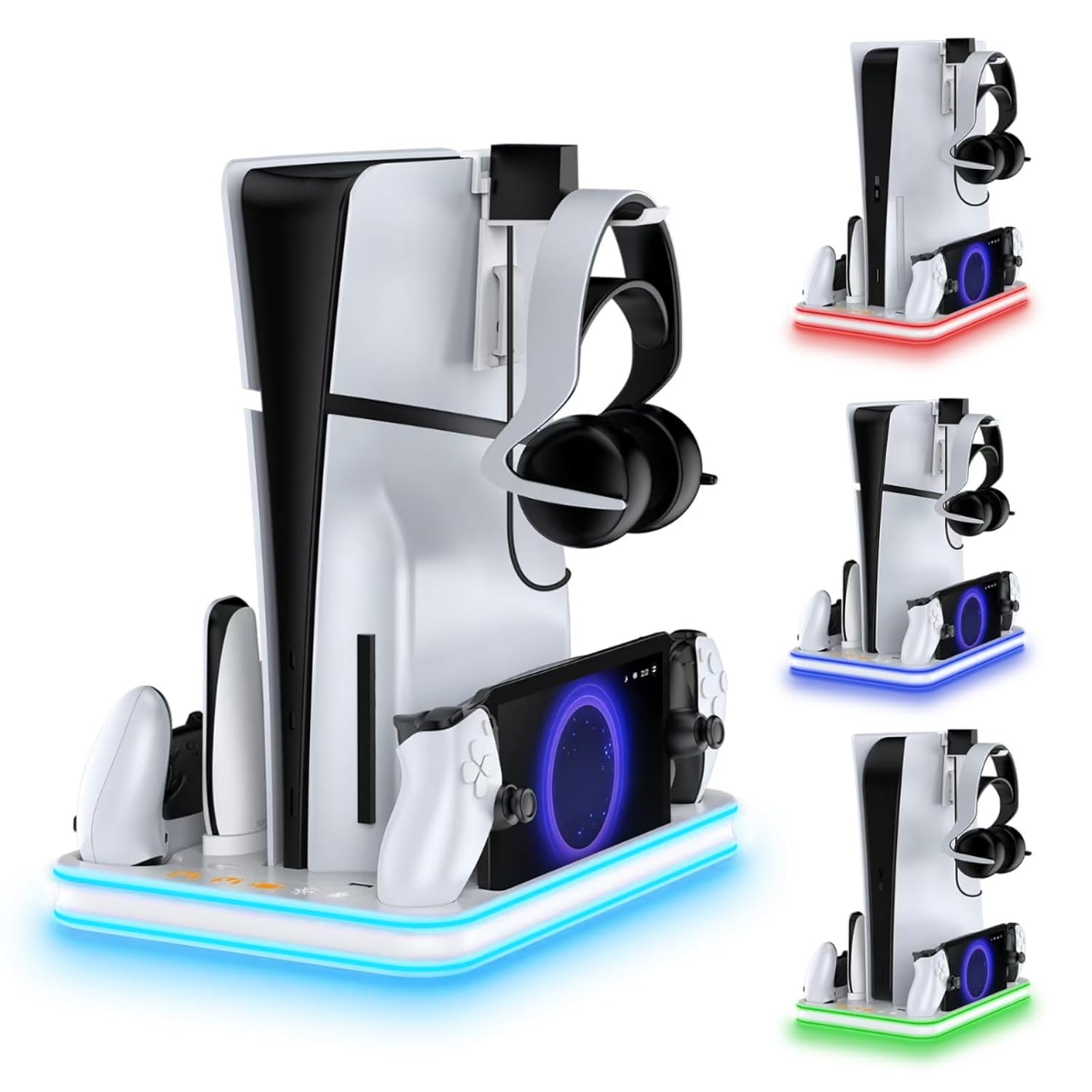 Soporte y estación de refrigeración para PS5 Slim, estación de carga para PlayStation 5, cargador de mando PS5 para Dual Sense y Edge Controller, accesorio de refrigeración para PS5/PS5 Slim