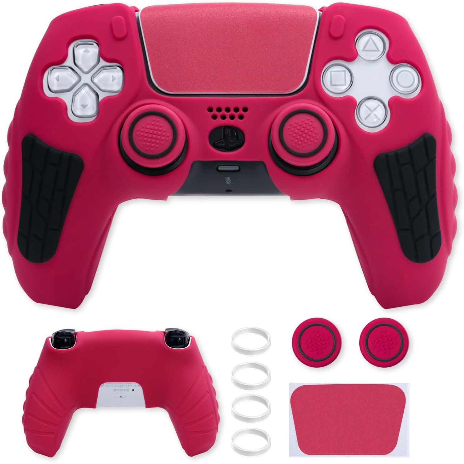 thumbnail image 1 of Funda protectora para mando PlayStation 5, funda antideslizante de silicona compatible con el mando PS5 Dual Sense con tapas para los pulgares, protectores para los joysticks y pegatina protectora, 1 of 7