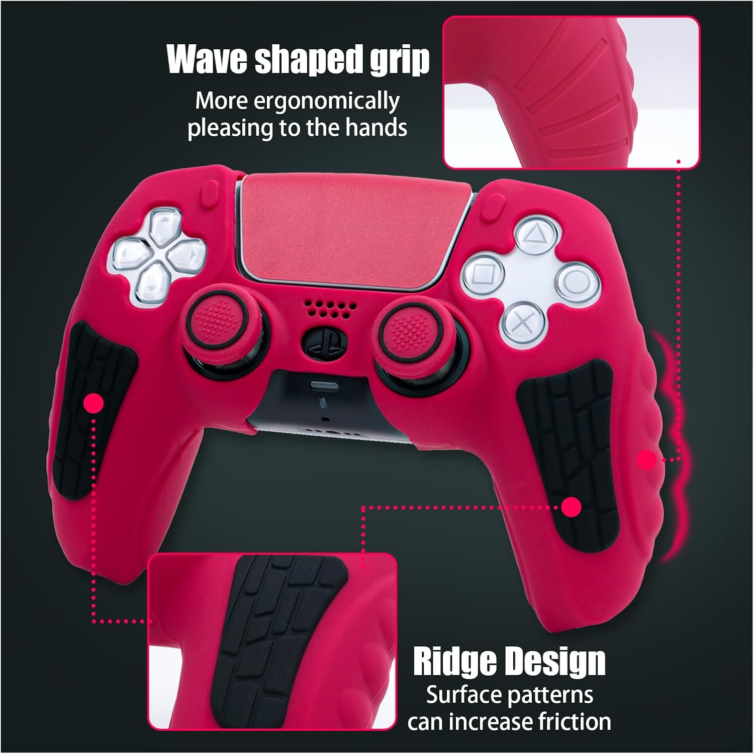 For PS5 Controller Case with Thumb Grip Cover, Joystick Protector and Sticker - Picture 33 of 55