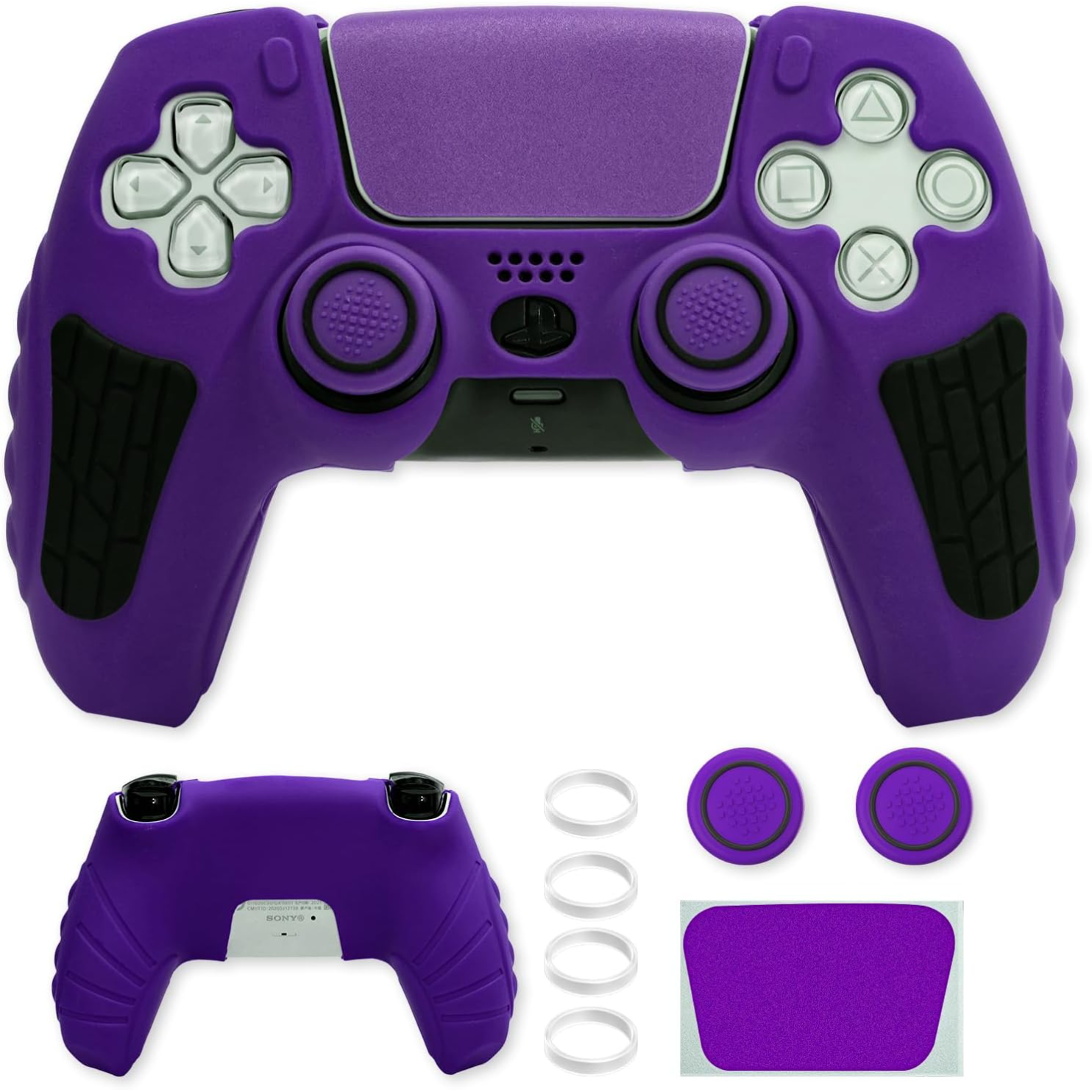 Funda protectora para mando PlayStation 5, funda antideslizante de silicona compatible con el mando PS5 Dual Sense con tapas para los pulgares, protectores para los joysticks y pegatina protectora