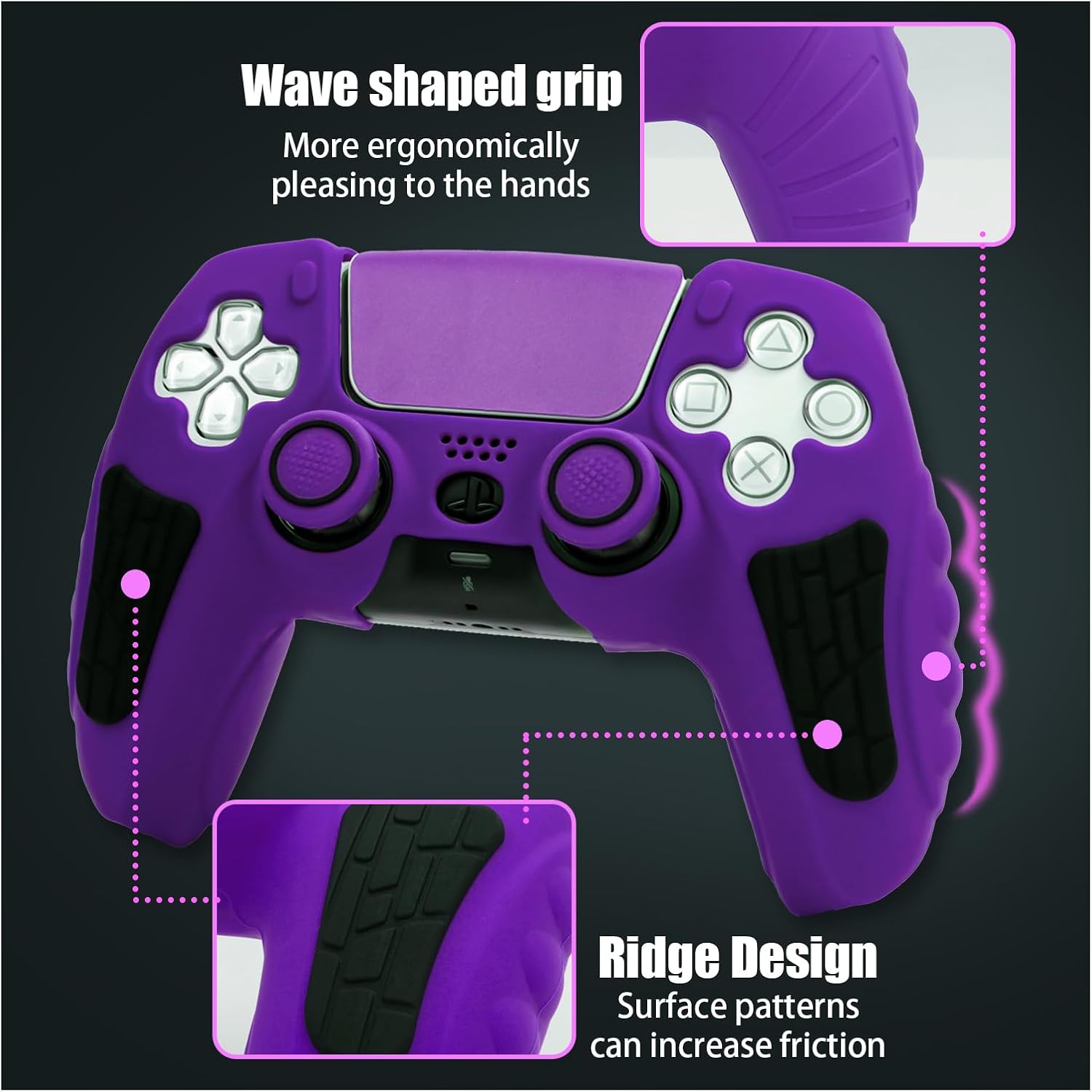 For PS5 Controller Case with Thumb Grip Cover, Joystick Protector and Sticker - Picture 50 of 55