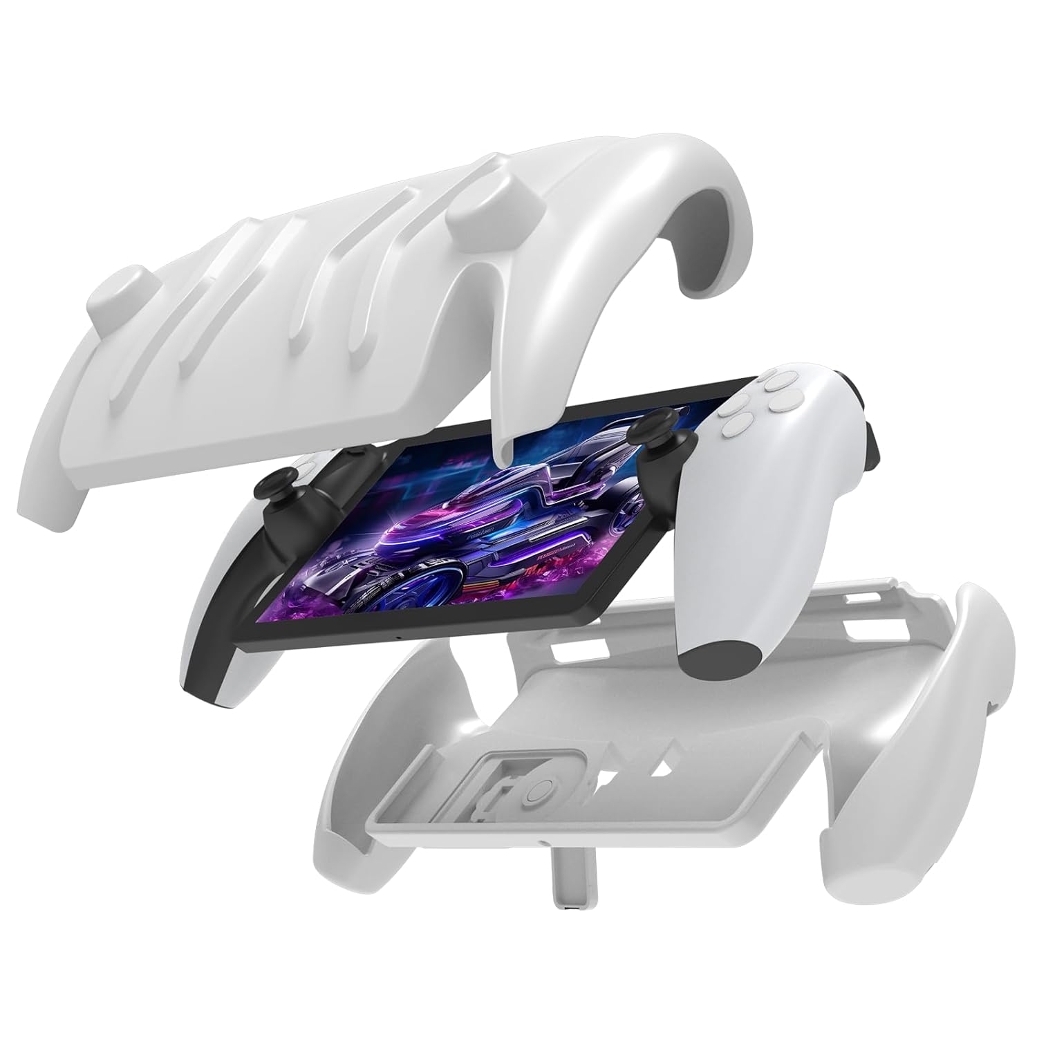 Funda protectora completa compatible con PlayStation Portal, funda trasera de TPU para PS5 Portal con soporte ajustable y cubierta frontal desmontable