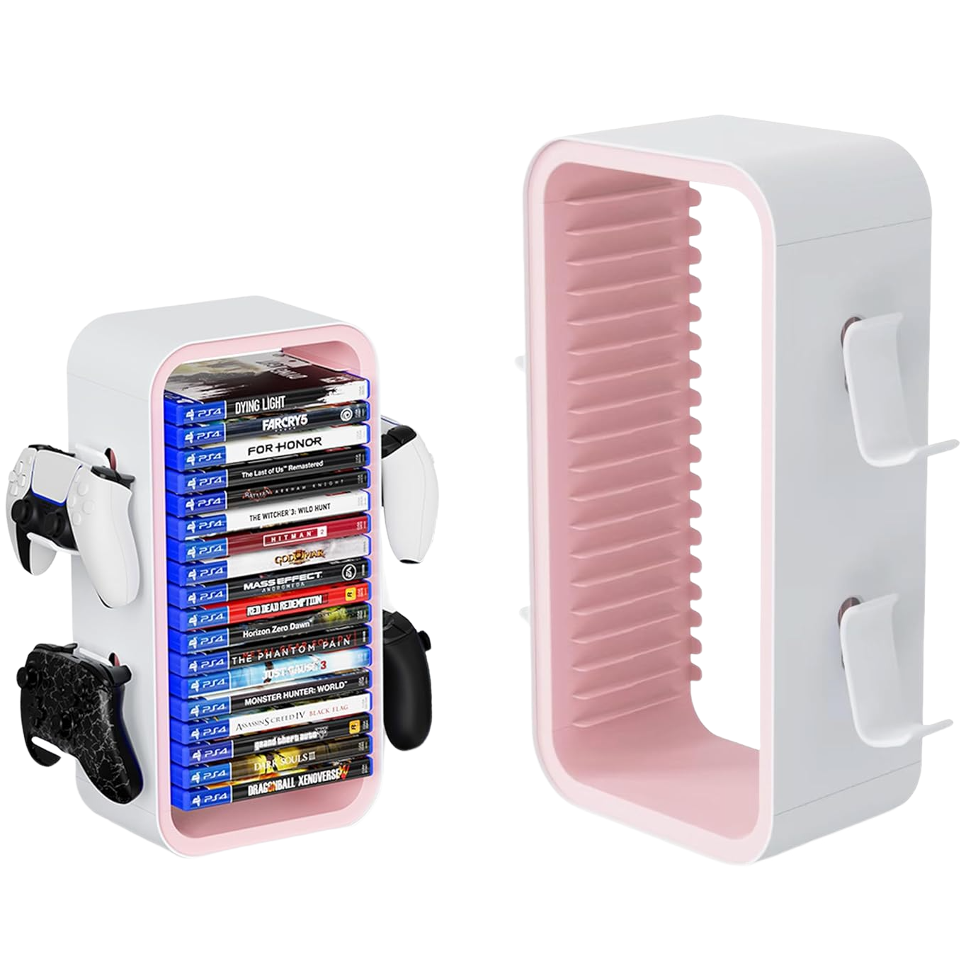 thumbnail image 1 of 15,8 Torre de almacenamiento para videojuegos compatible con PS5/Xbox/Switch, organizador universal de discos de videojuegos 18 en 1 con 4 soportes para mandos, 1 of 5