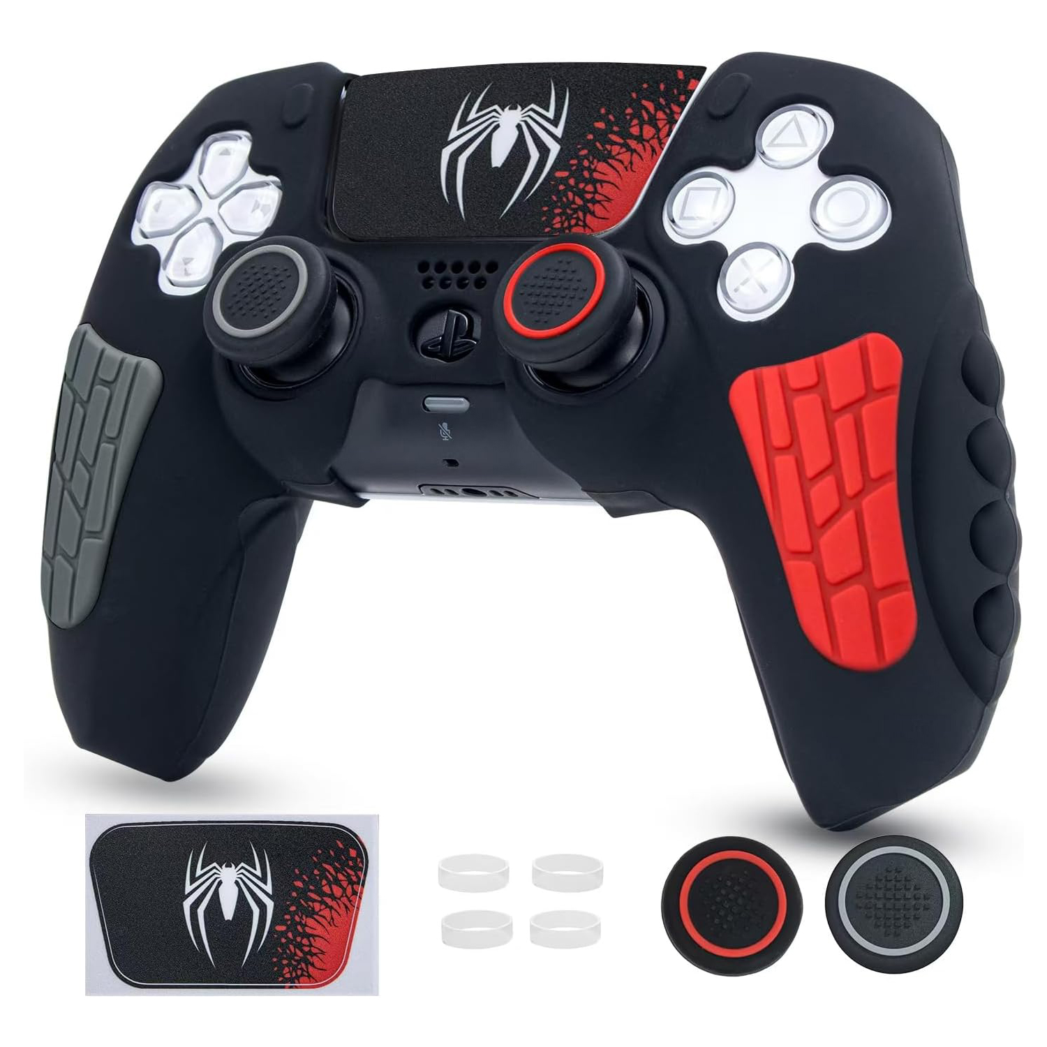 thumbnail image 1 of Funda protectora para mando PlayStation 5, funda antideslizante de silicona compatible con el mando PS5 Dual Sense con tapas para los pulgares, protectores para los joysticks y pegatina protectora, 1 of 9