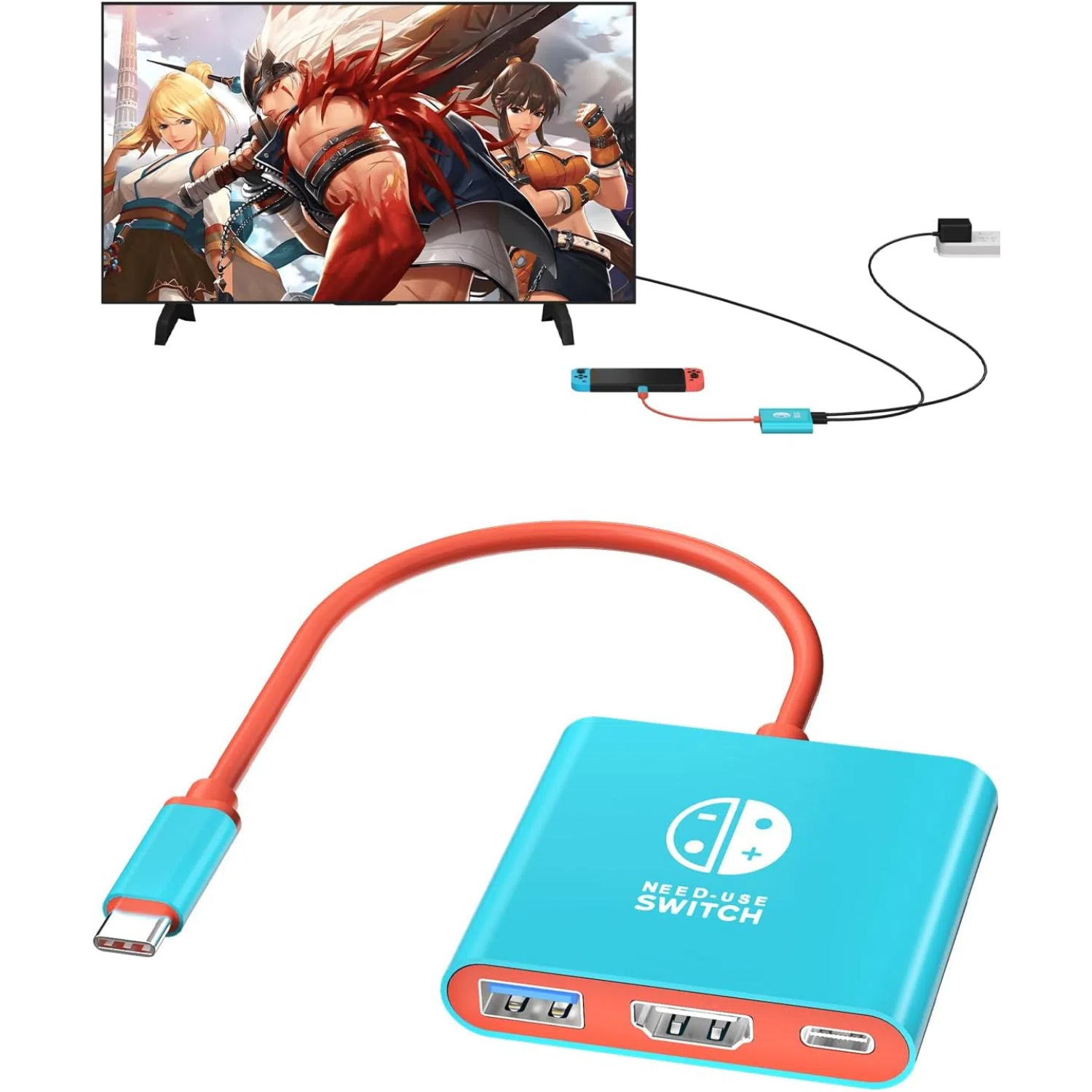 thumbnail image 1 of Estación de acoplamiento portátil para Switch: adaptador USB-C a HDMI compatible con Nintendo Switch/Steam Deck/MacBook Pro, 1 of 6