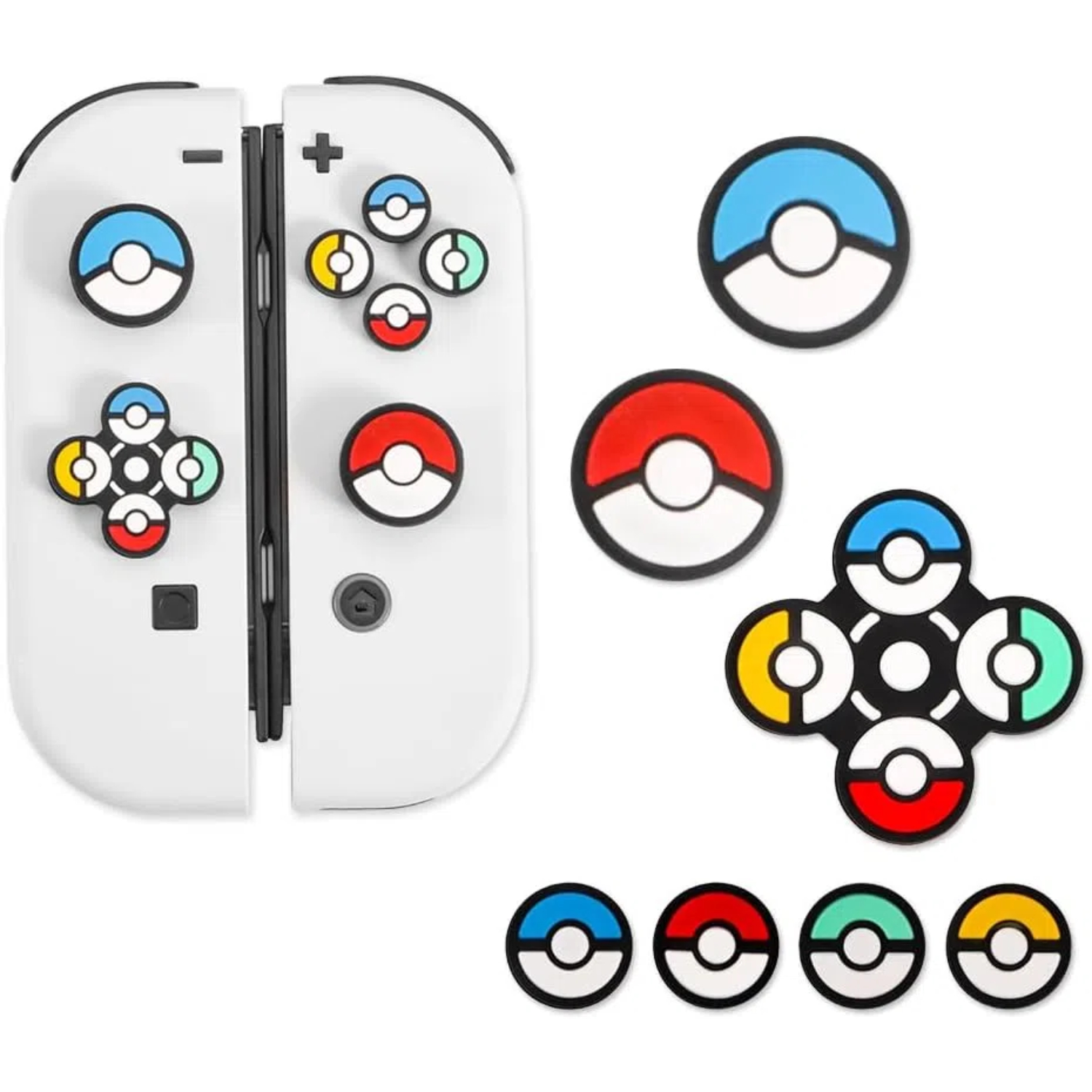 For Switch/OLED Silicone Thumb Grips & Button Caps、D-pad, ABXY, Joystick Set