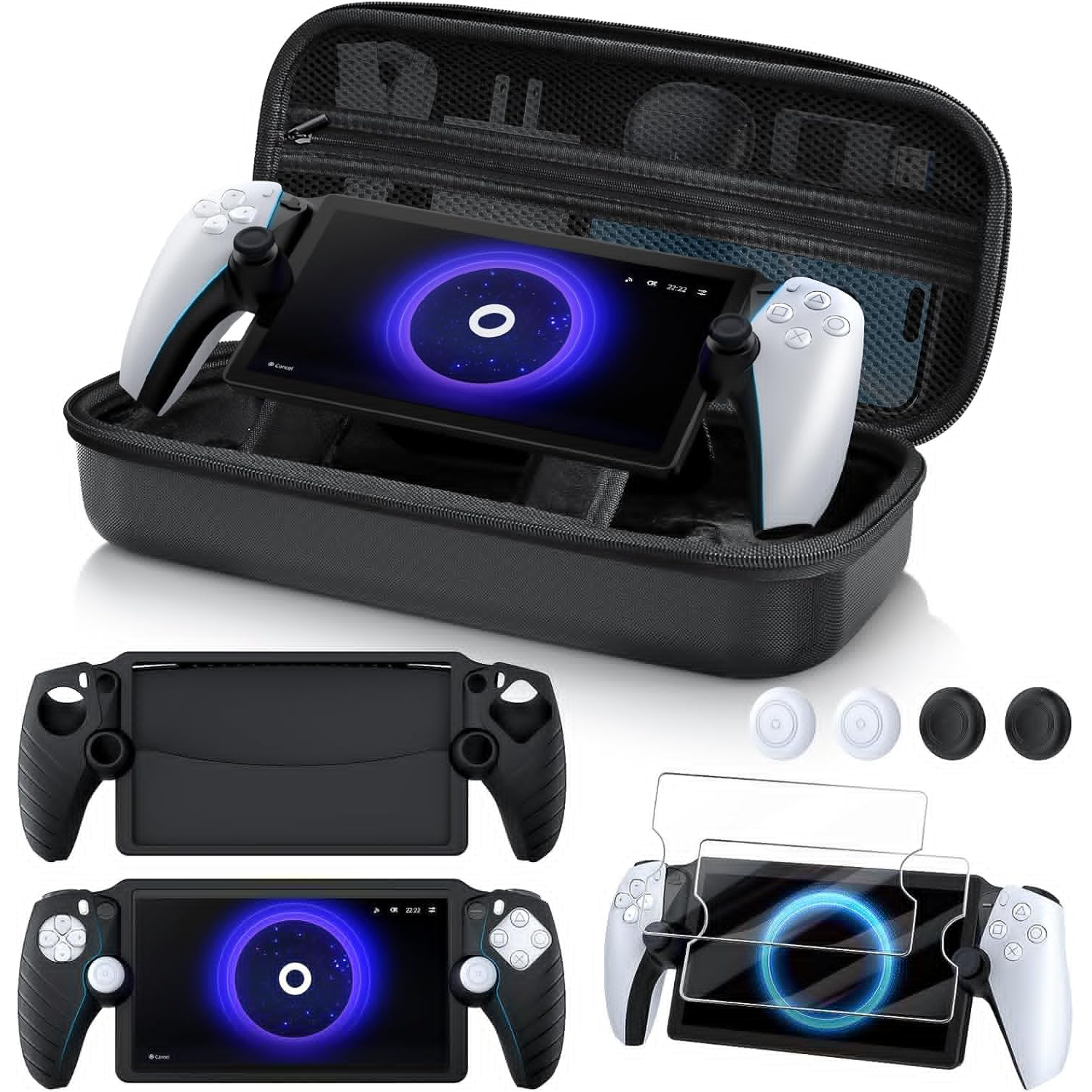 EVA carrying case for PS Portal, silicone case,2 screen protectors 4 thumb grips - Picture 9 of 9