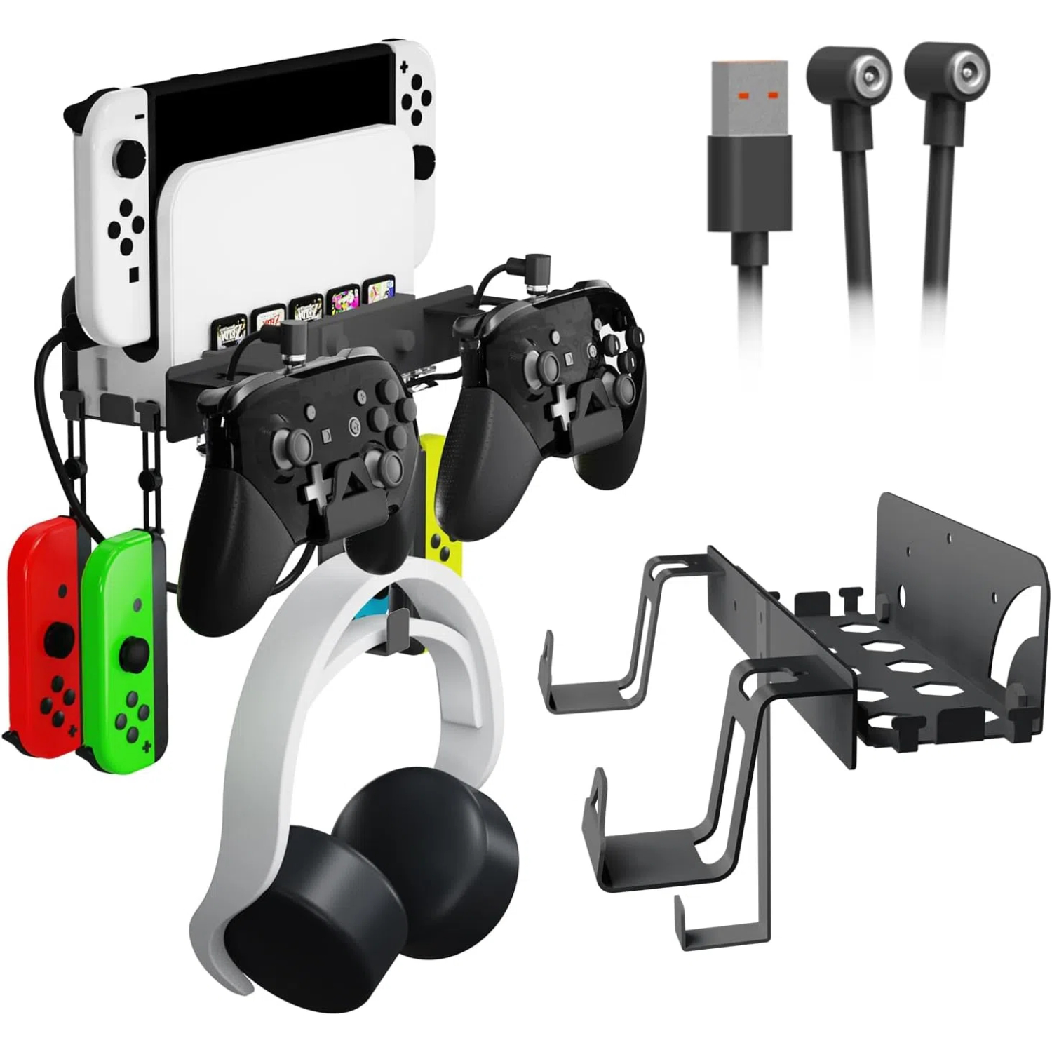 thumbnail image 1 of Kit de soporte metálico de pared para Nintendo Switch y OLED: soporte vertical resistente, ahorra espacio para la consola de videojuegos, 1 of 8