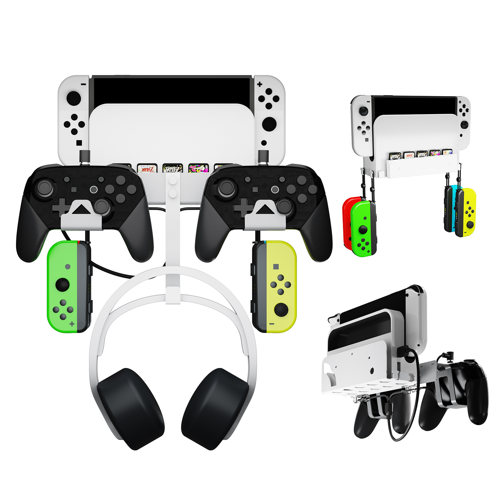 Kit de soporte metálico de pared para Nintendo Switch y OLED: soporte vertical resistente, ahorra espacio para la consola de videojuegos