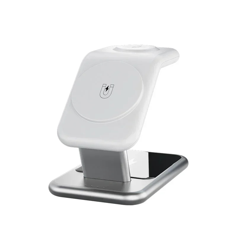 thumbnail image 1 of Soporte cargador inalámbrico magnético 3 en 1 para iPhone/i-Watch/Air-Pods, estación de carga rápida, 1 of 7