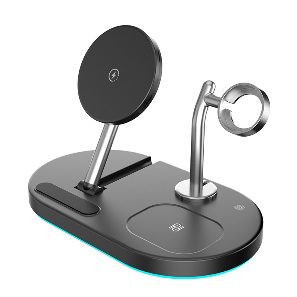 thumbnail image 1 of Soporte cargador inalámbrico magnético de 15 W con estación de carga rápida para iPhone 15, 14, 13 Pro Max/Apple Watch SE 9, 8, 7/AirPods 3, 2, 1 of 5