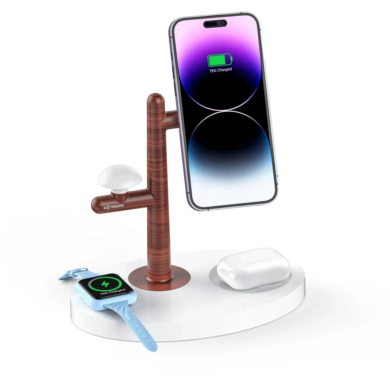 thumbnail image 1 of Soporte cargador inalámbrico para iPhone, base de carga rápida de 20 W para Samsung Galaxy, estación de carga 3 en 1 para iWatch AirPods, 1 of 6