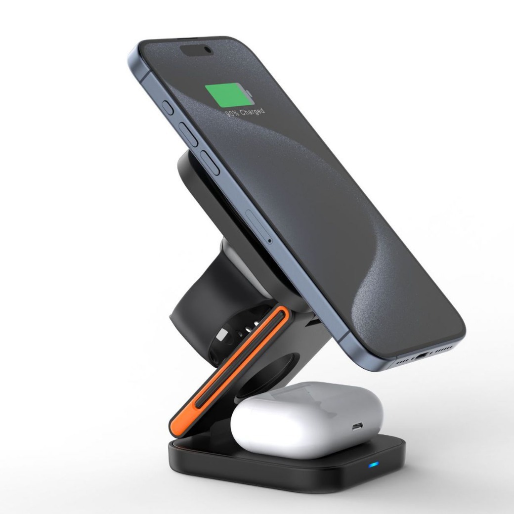 thumbnail image 1 of Estación de carga inalámbrica plegable magnética 3 en 1 de 100 W para iPhone/i-Watch/AirPods, 1 of 6