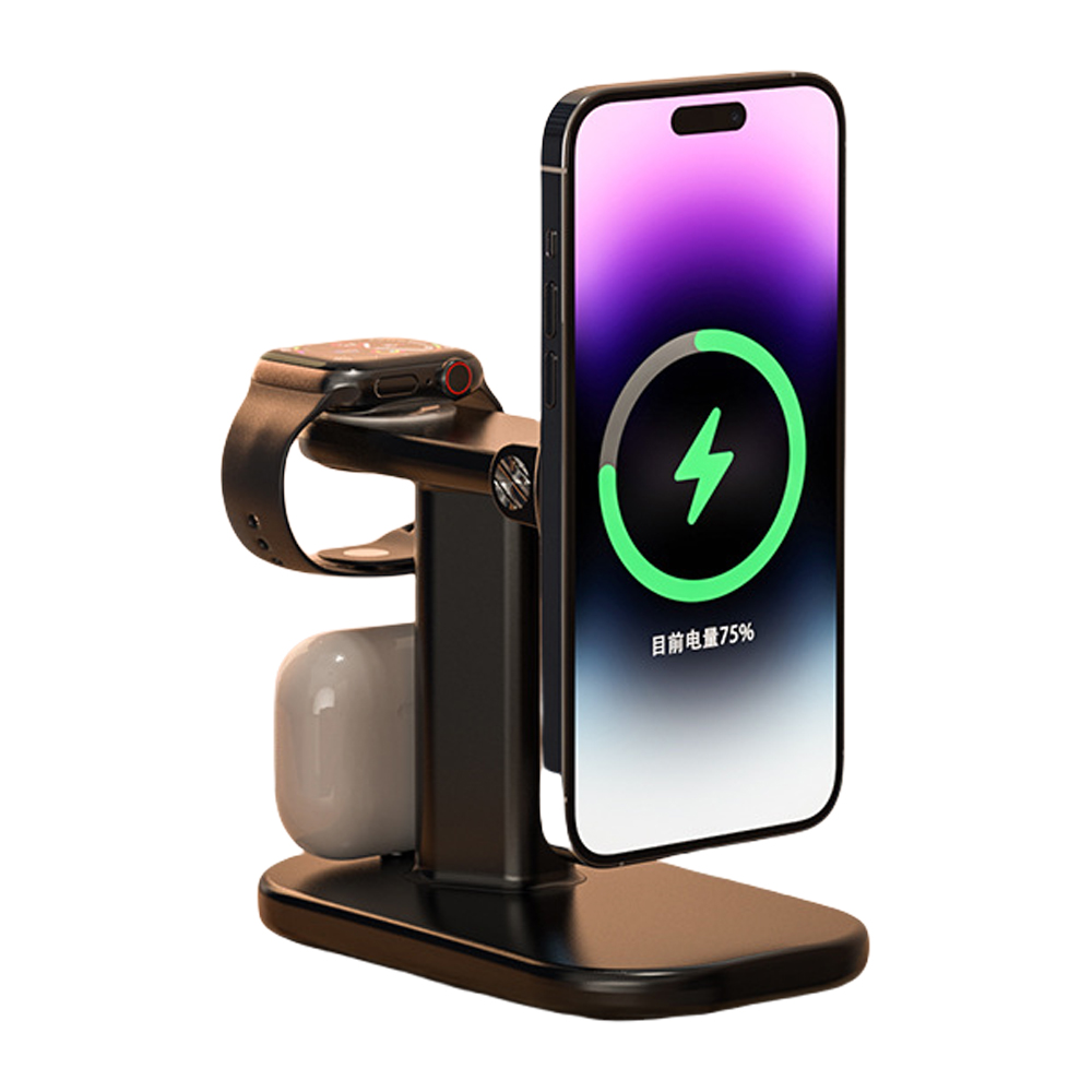 thumbnail image 1 of Soporte cargador magnético 3 en 1 Estación de carga inalámbrica superrápida para iPhone/i-Watch/Airpods Series, 1 of 7