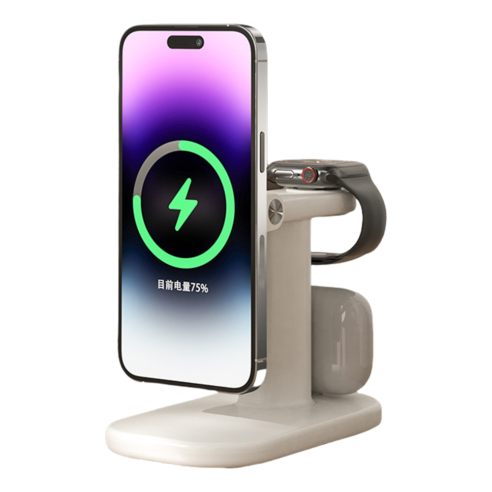 Soporte cargador magnético 3 en 1 Estación de carga inalámbrica superrápida para iPhone/i-Watch/Airpods Series
