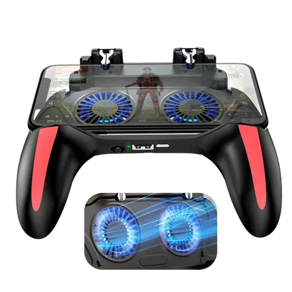 Mando para juegos móviles H10 de 4 dedos con joystick de puntería con radiador para accesorios de juegos iOS y Android