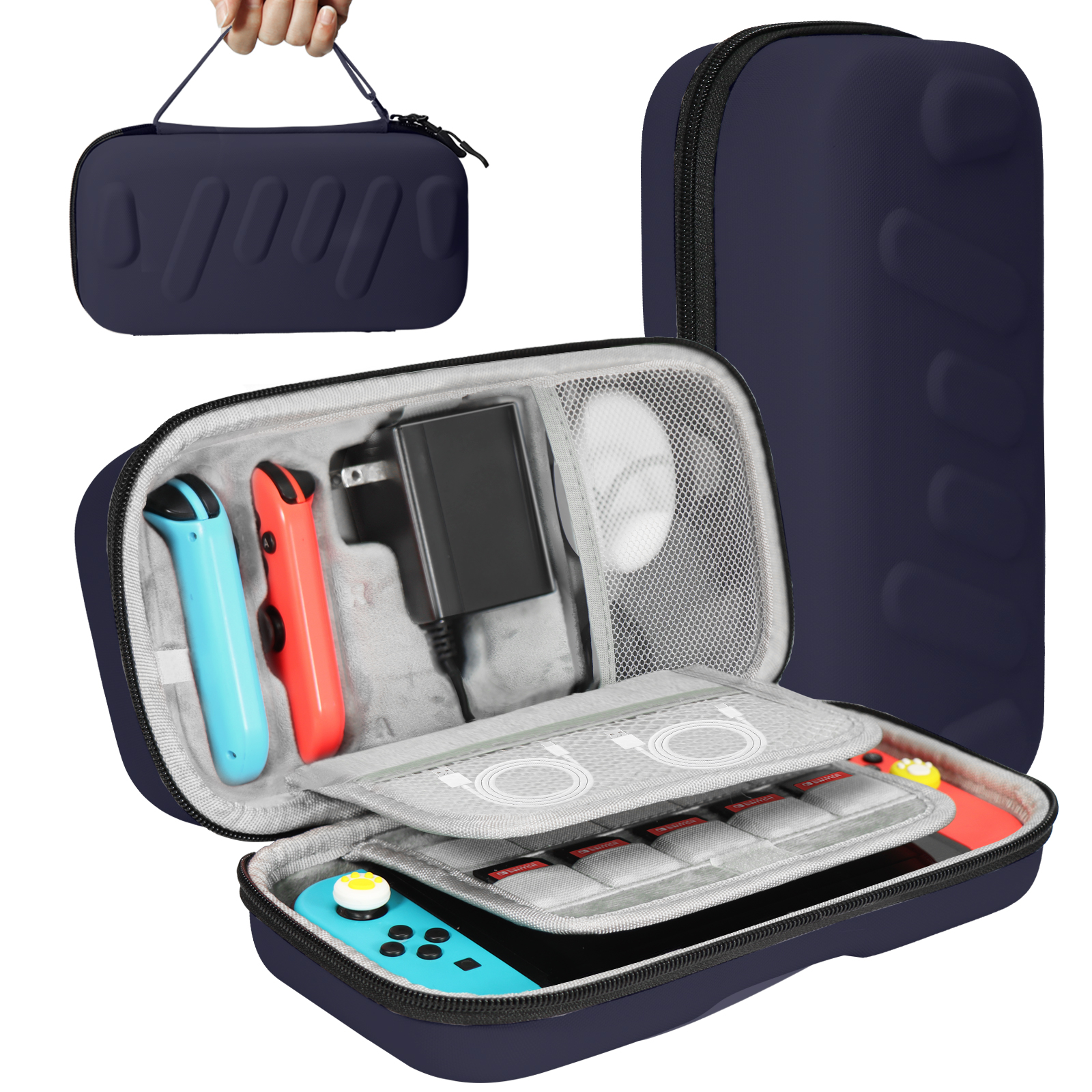 thumbnail image 1 of Funda rígida resistente compatible con Nintendo Switch OLED, mandos Joycons y adaptador de CA - Bolsa protectora para transporte y almacenamiento, 1 of 6