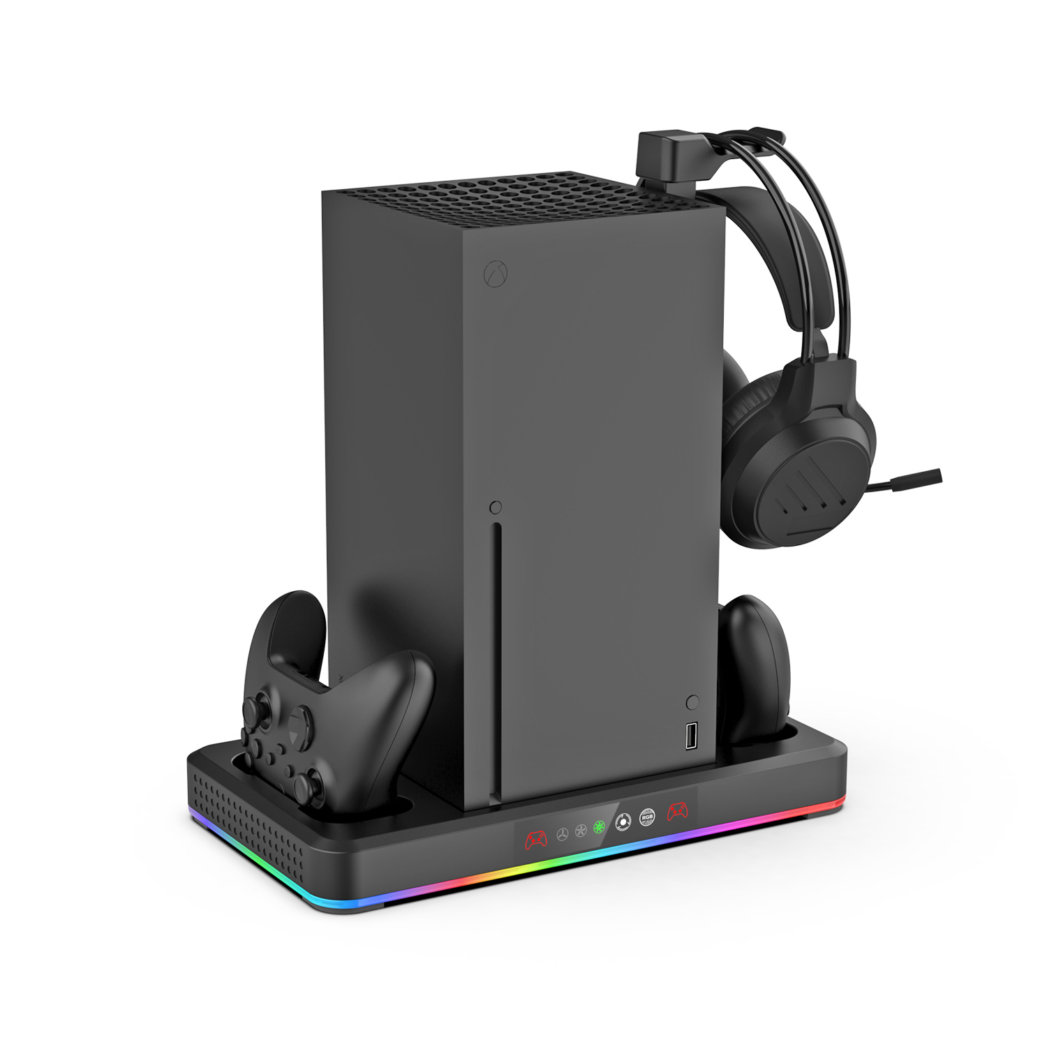 thumbnail image 1 of Base con ventilador y soporte de carga para Xbox Series X/S, luces RGB y gancho para auriculares, 1 of 8