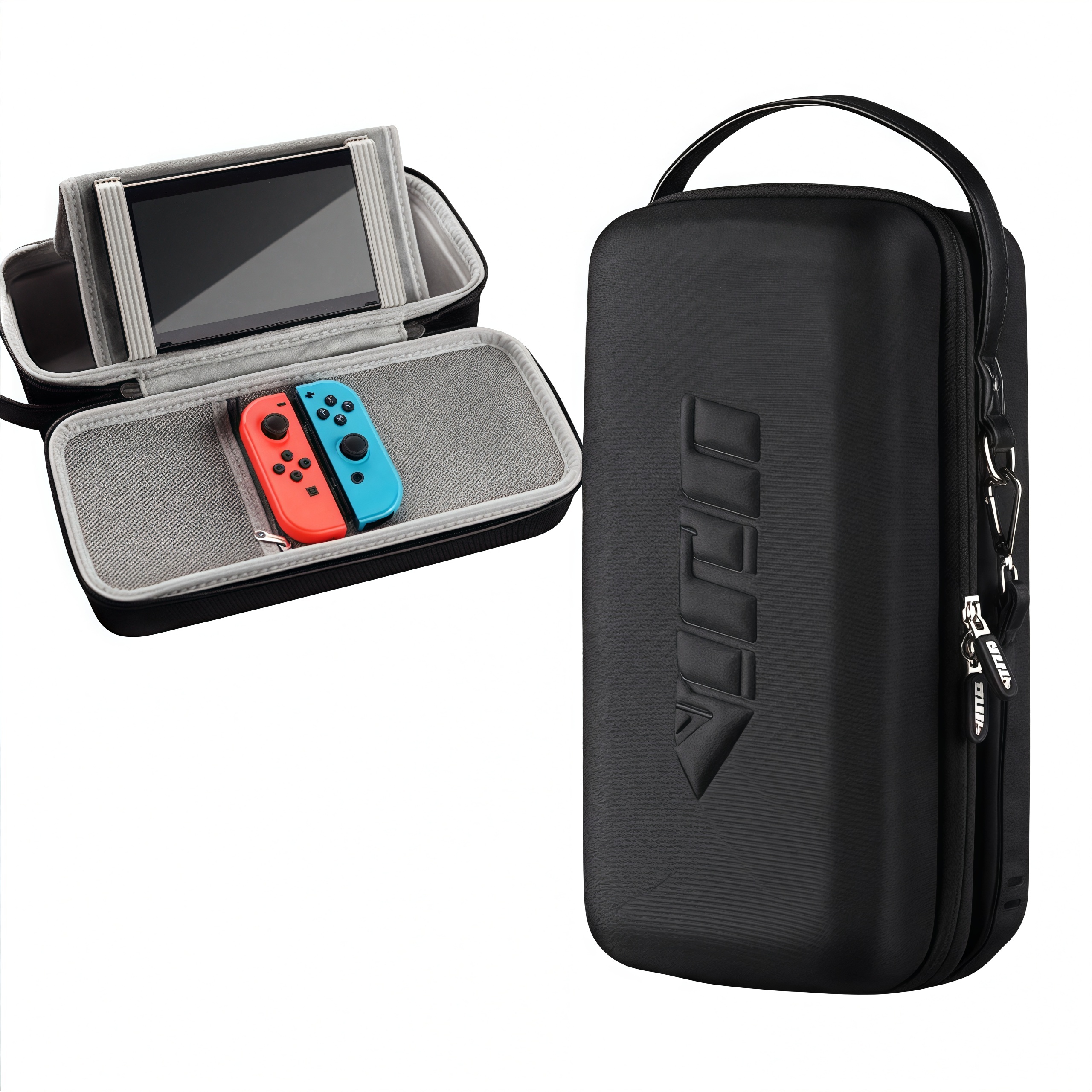 thumbnail image 1 of Estuche rígido protector y organizador compatible con Nintendo Switch OLED con sistema de almacenamiento 12 en 1, carcasa de EVA y tejido Oxford, diseño compacto, 1 of 11