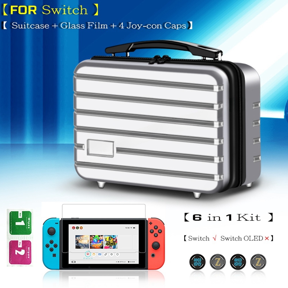 Compatible con Nintendo Switch Estuche de viaje OLED Kit de accesorios 6 en 1 con protector de pantalla y bolsa de almacenamiento portátil