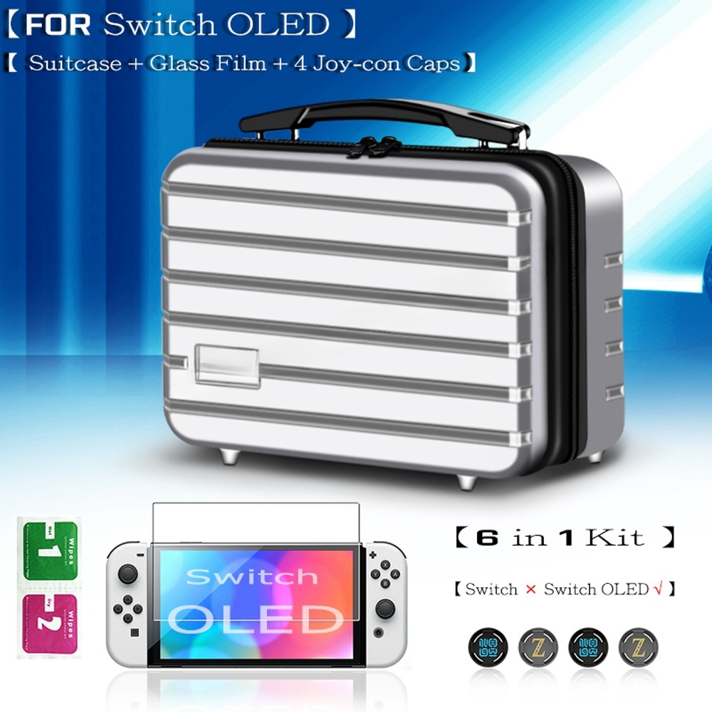 thumbnail image 1 of Compatible con Nintendo Switch Estuche de viaje OLED Kit de accesorios 6 en 1 con protector de pantalla y bolsa de almacenamiento portátil, 1 of 5