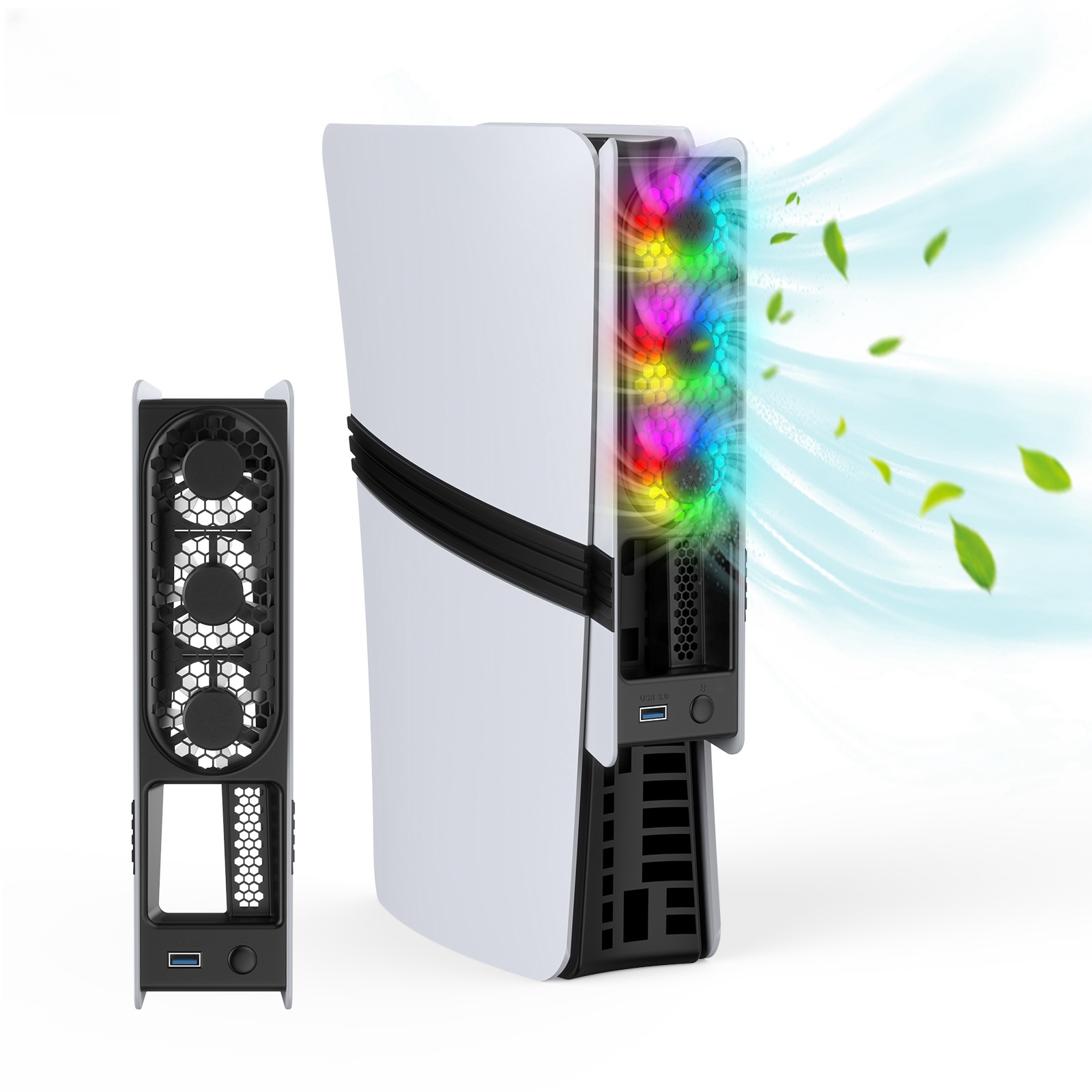 thumbnail image 1 of Ventilador externo silencioso compatible con PlayStation 5 Pro/Slim Disc & Digital Edition: sistema de flujo de aire mejorado para consolas PS5, 1 of 6