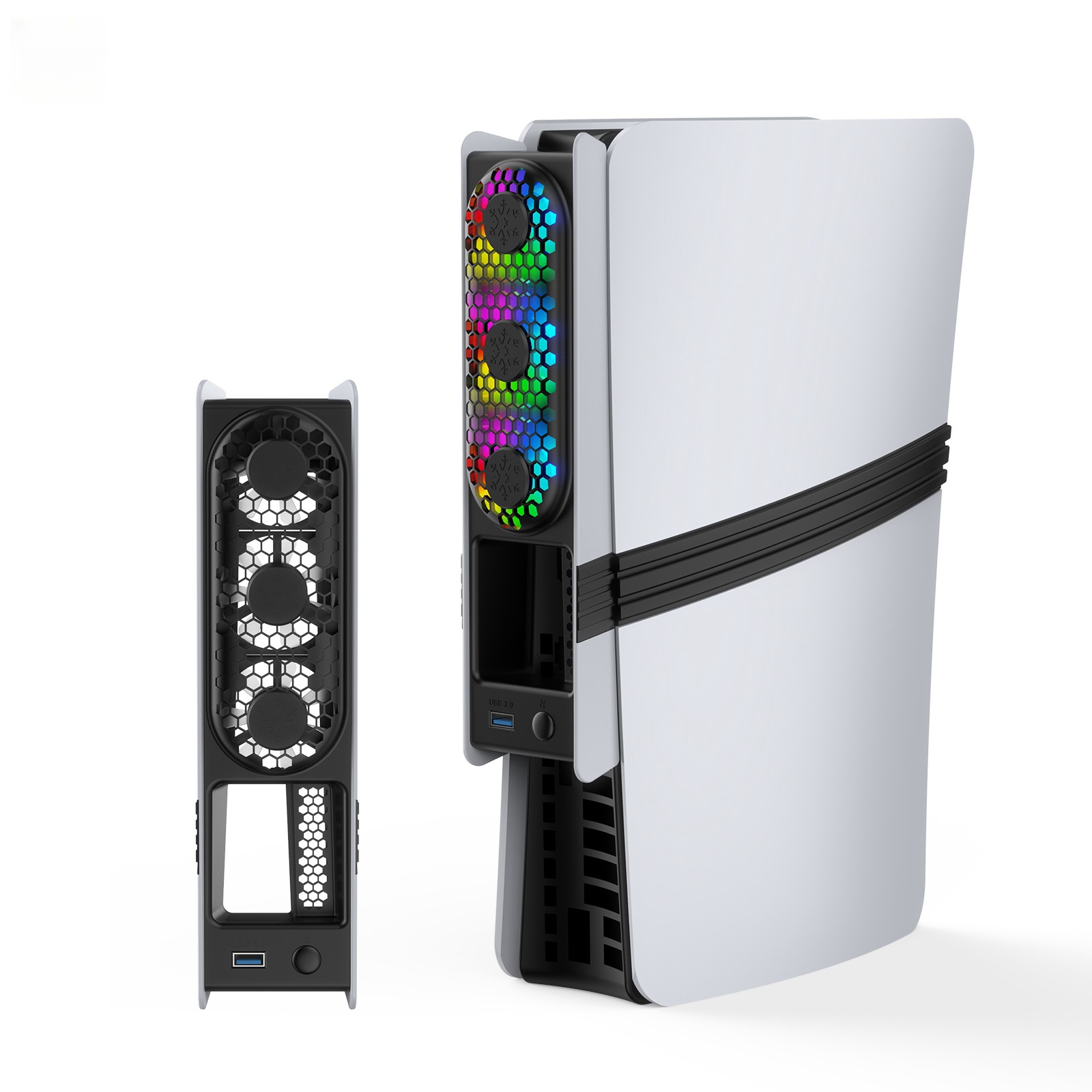thumbnail image 1 of Ventilador externo silencioso compatible con PlayStation 5 Pro/Slim Disc & Digital Edition: sistema de flujo de aire mejorado para consolas PS5, 1 of 6