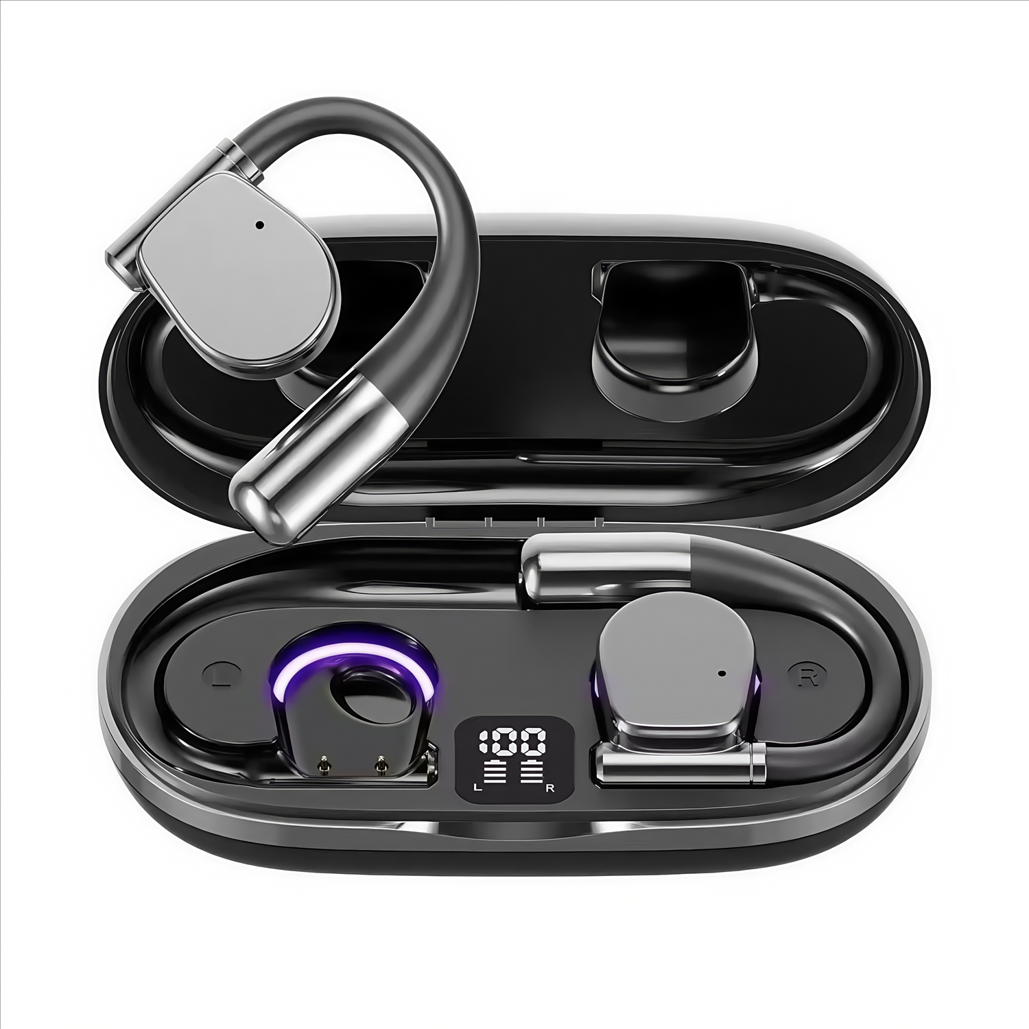 thumbnail image 1 of Auriculares con traducción por IA, 144 idiomas, Bluetooth 5.3 inalámbrico en tiempo real, cancelación de ruido, 60 horas de reproducción para viajes y reuniones de negocios, 1 of 7