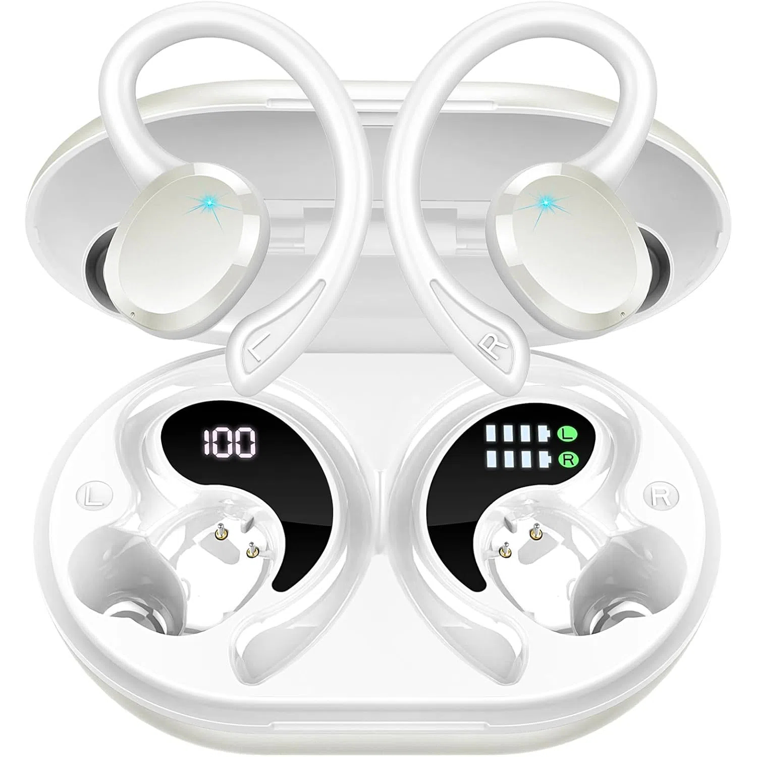 thumbnail image 1 of Auriculares inalámbricos Bluetooth 5.4 Hi-Fi Bass Stereo 56H con cancelación de ruido IPX7 resistentes al agua Auriculares deportivos con gancho para la oreja, 1 of 7