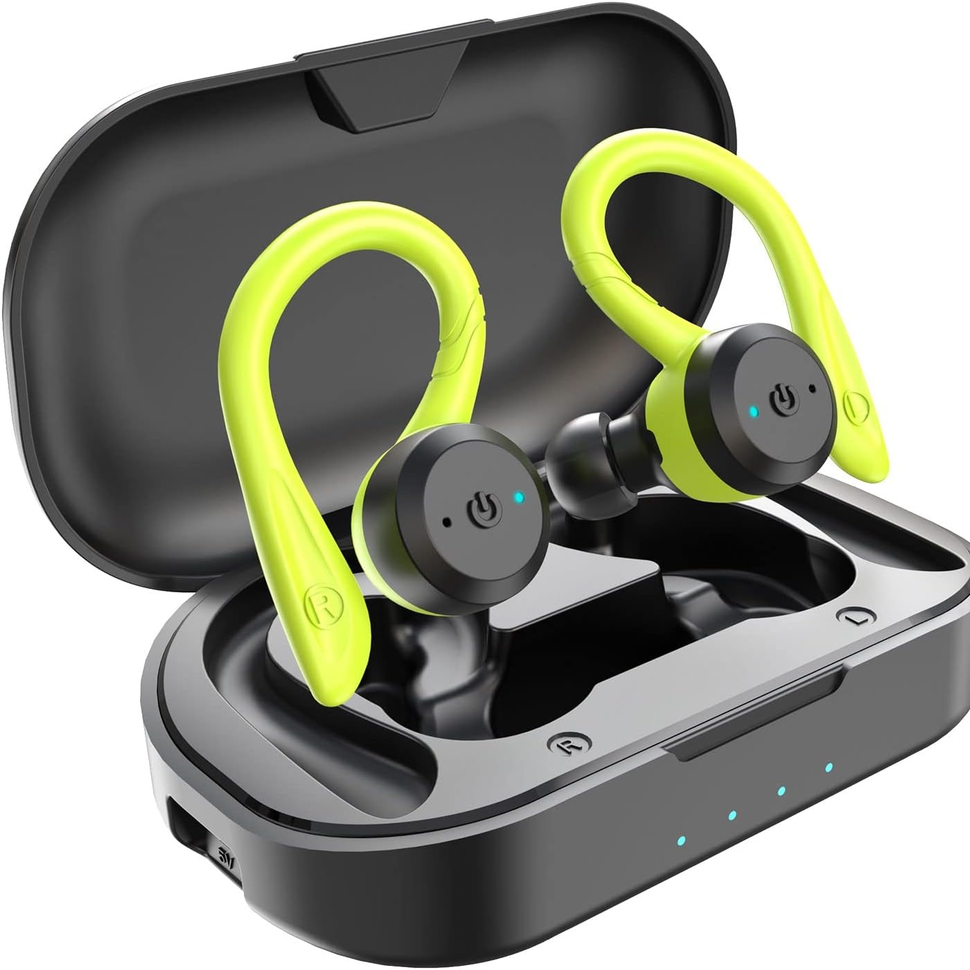 thumbnail image 1 of Auriculares inalámbricos con estuche de carga, sonido estéreo resistente al agua y micrófono integrado para practicar deporte y correr, 1 of 6